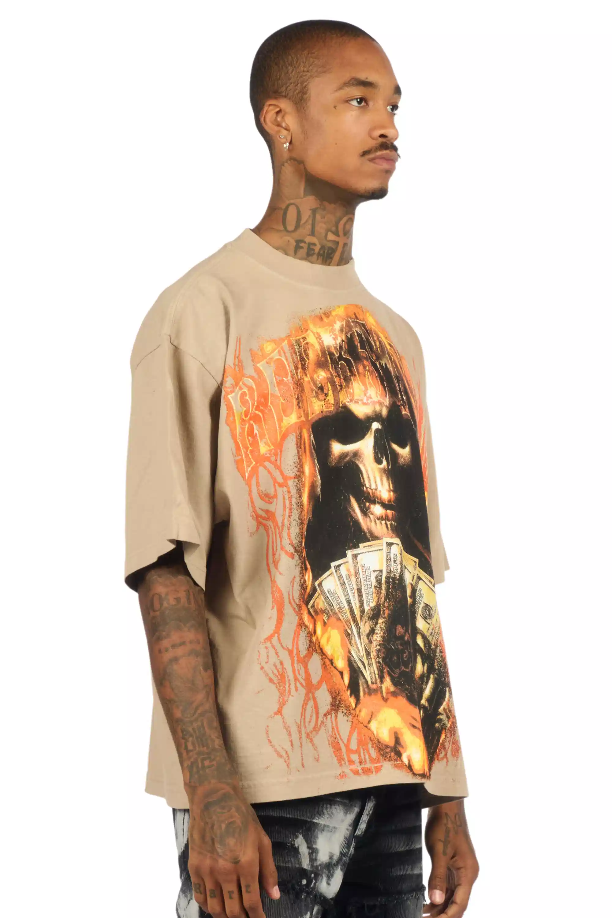 Rome Beige/Multi Oversized Graphic T-Shirt - Image 3