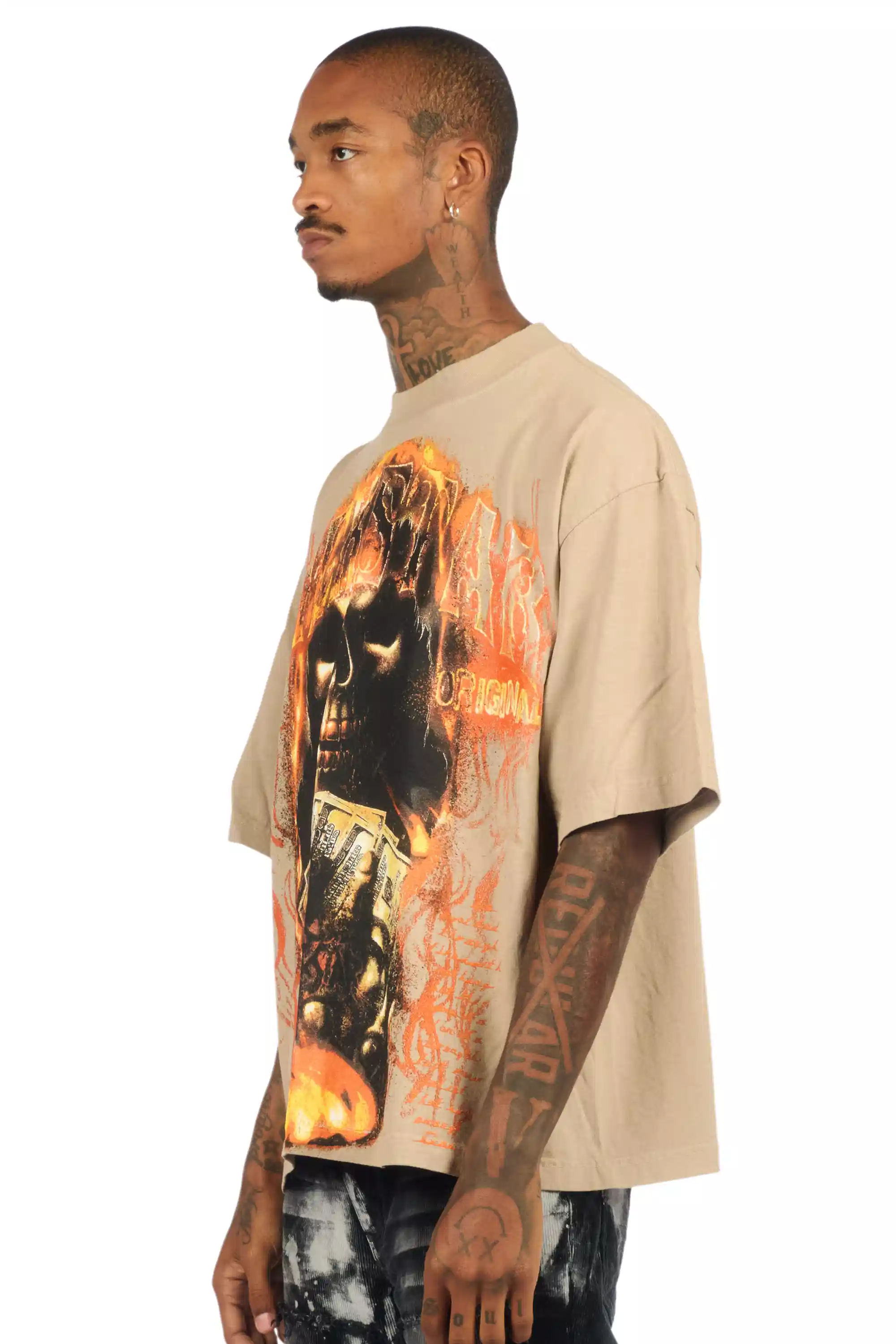 Rome Beige/Multi Oversized Graphic T-Shirt - Image 4