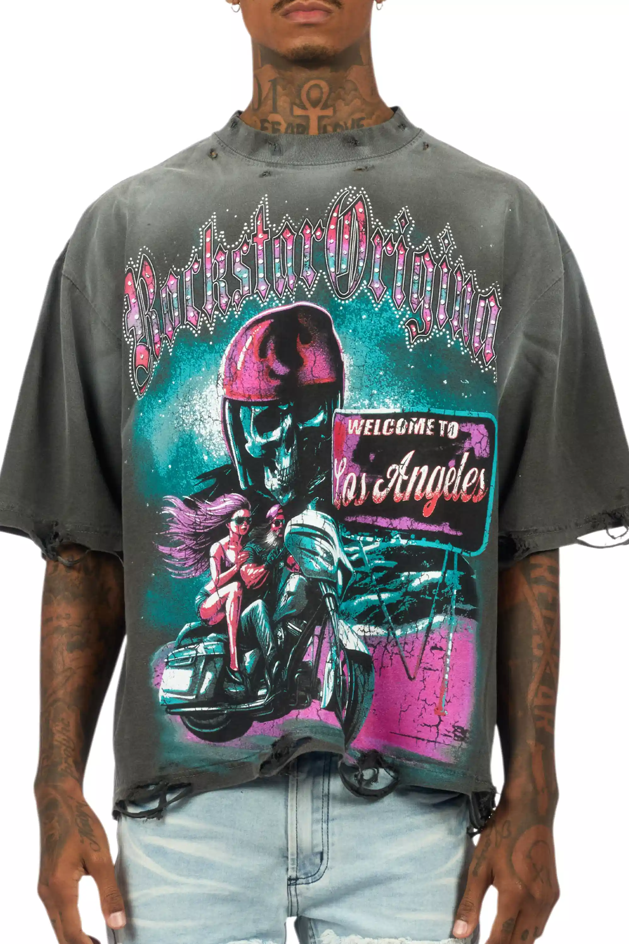 Reece Charcoal/Multi Oversized Graphic T-Shirt - Image 6