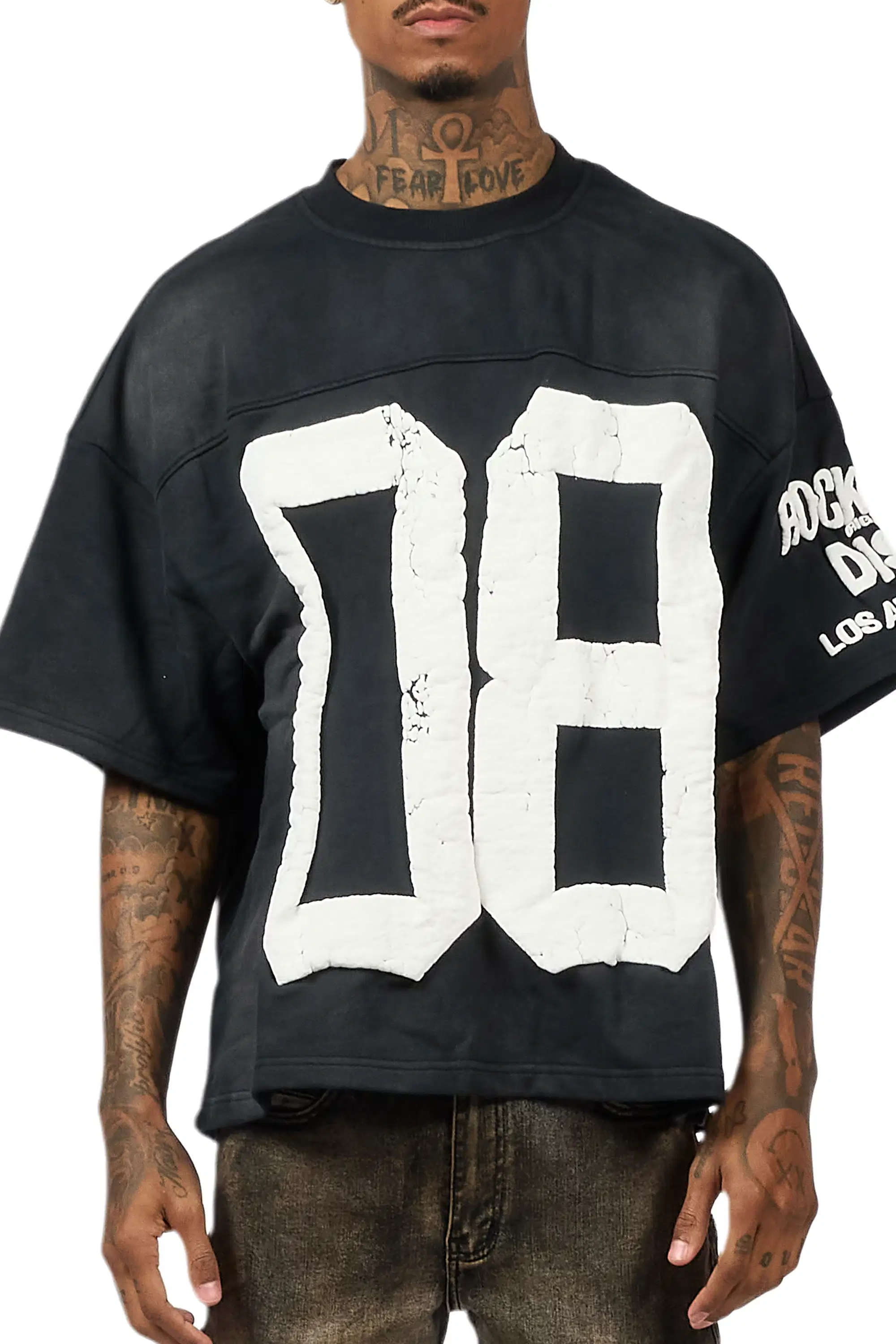 Outline Black French Terry T-Shirt - Image 9