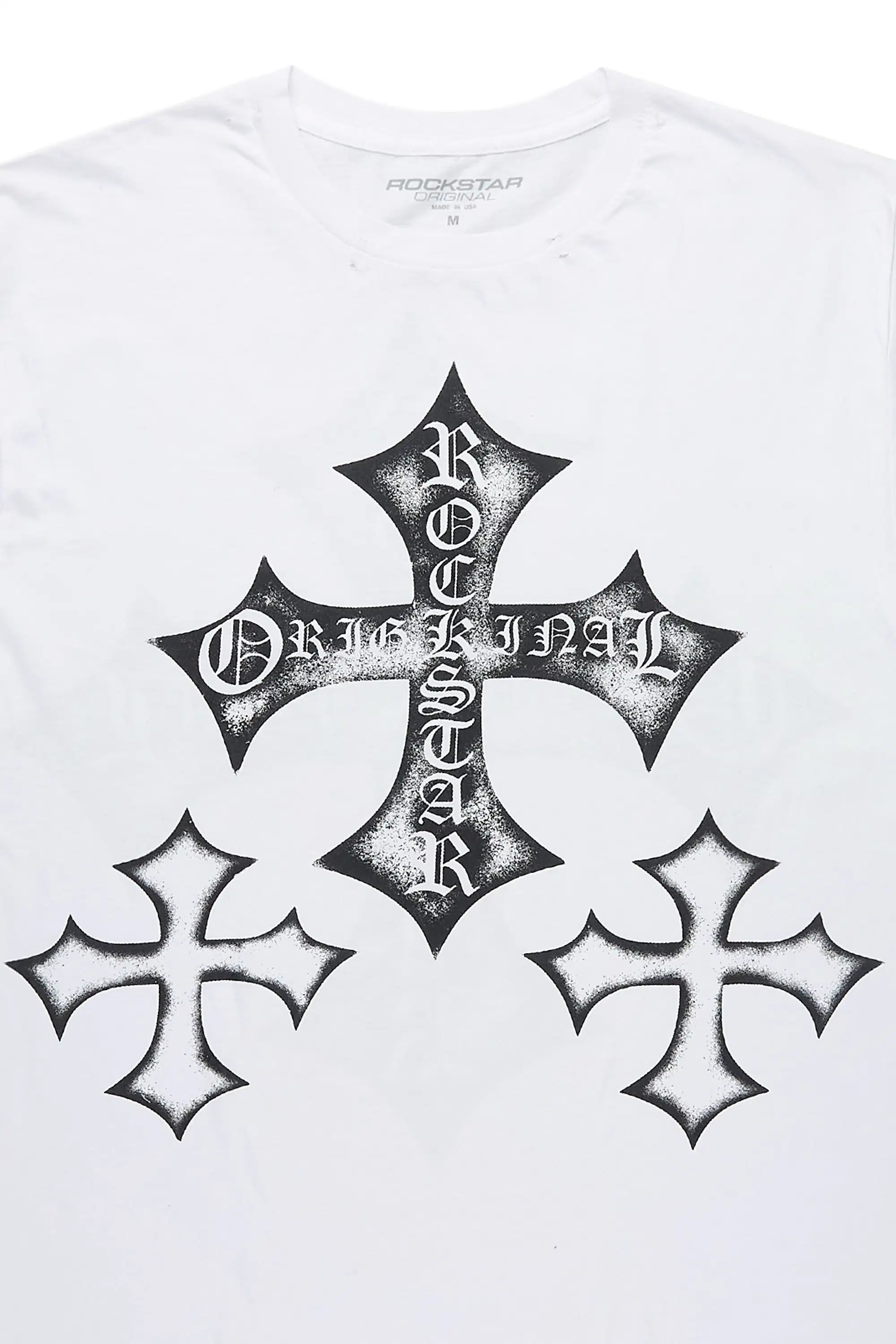 Marizon White/Black Oversized Distressed Graphic T-Shirt - Image 10