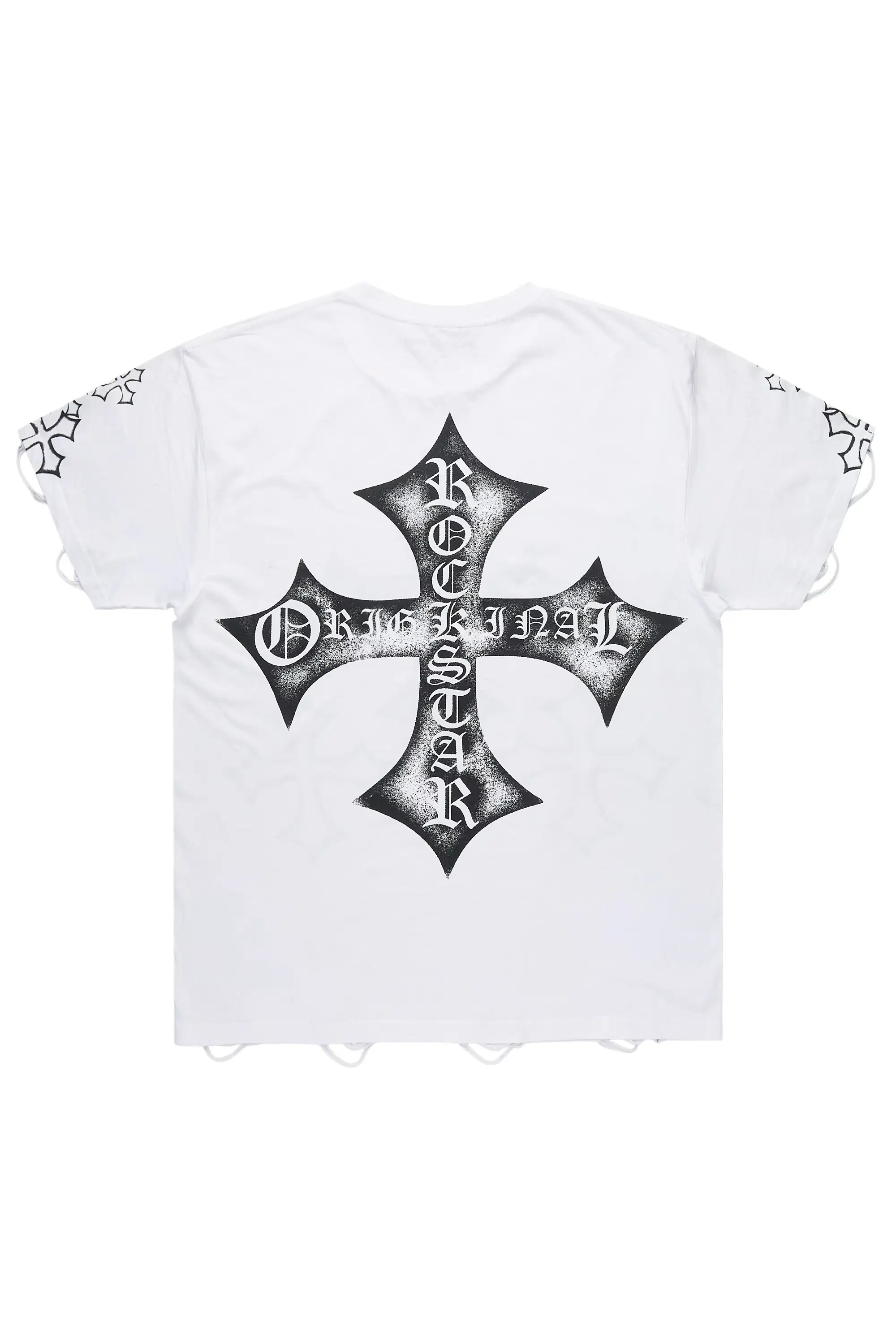 Marizon White/Black Oversized Distressed Graphic T-Shirt - Image 11
