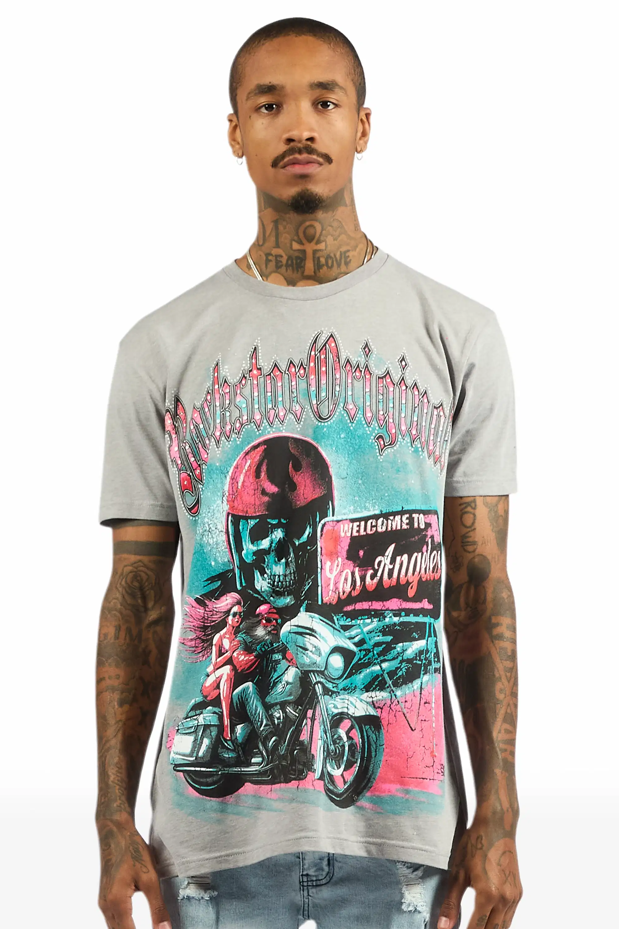 Reece 2.0 Heather Grey/Multi Oversized Graphic T-Shirt - Image 2