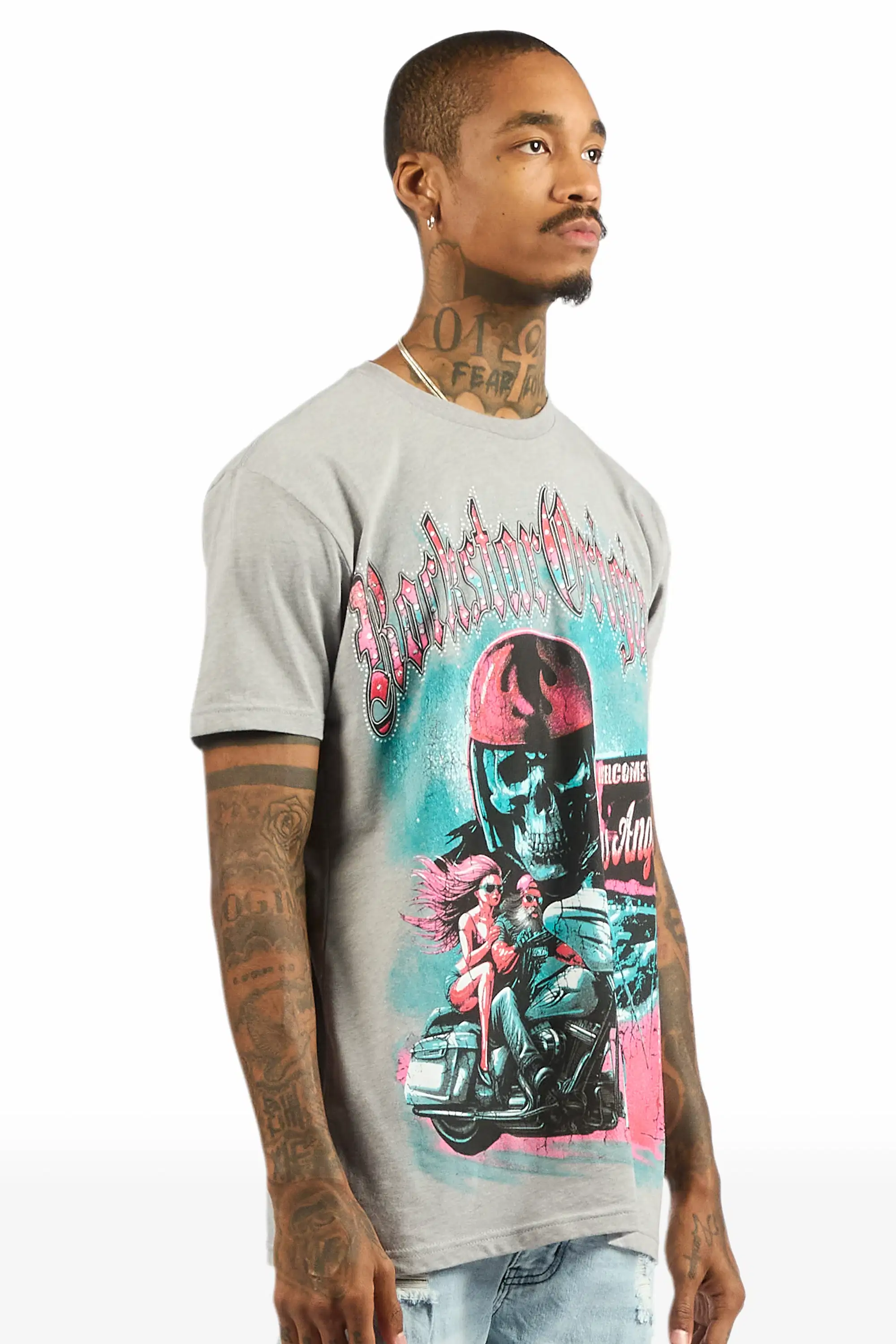 Reece 2.0 Heather Grey/Multi Oversized Graphic T-Shirt - Image 3