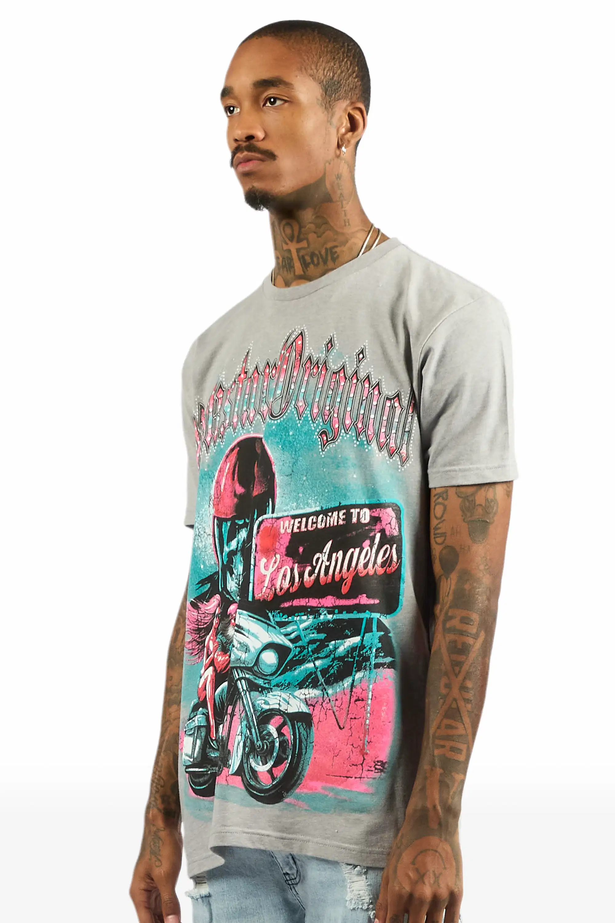 Reece 2.0 Heather Grey/Multi Oversized Graphic T-Shirt - Image 5