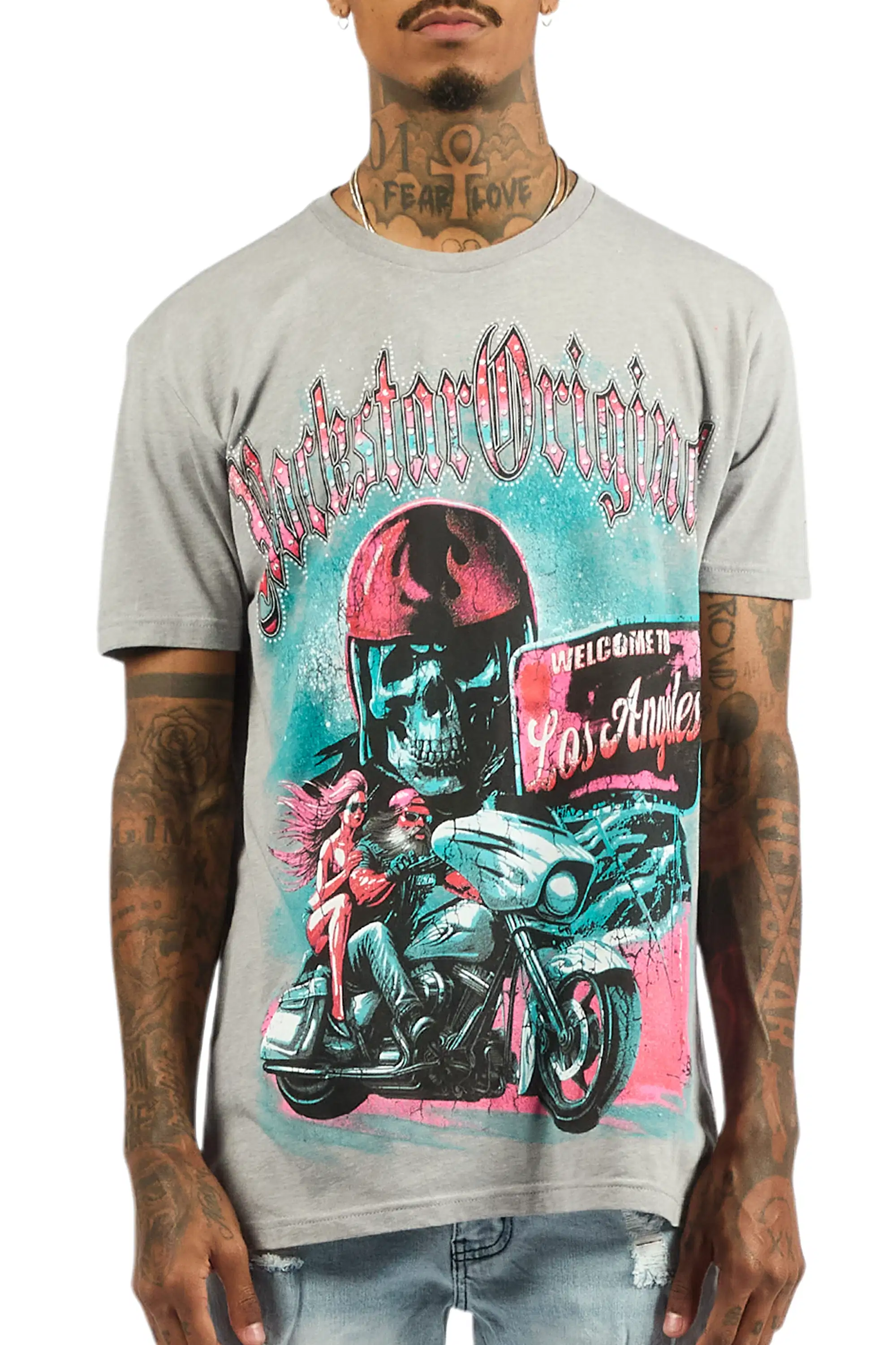 Reece 2.0 Heather Grey/Multi Oversized Graphic T-Shirt - Image 7