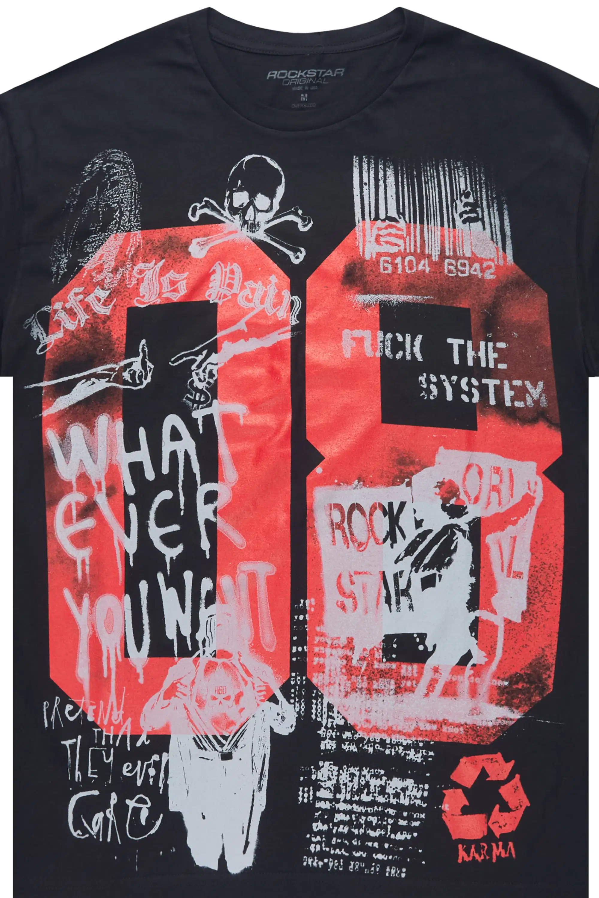 Grill 2.0 Black/Red Oversized Graphic T-Shirt - Image 6