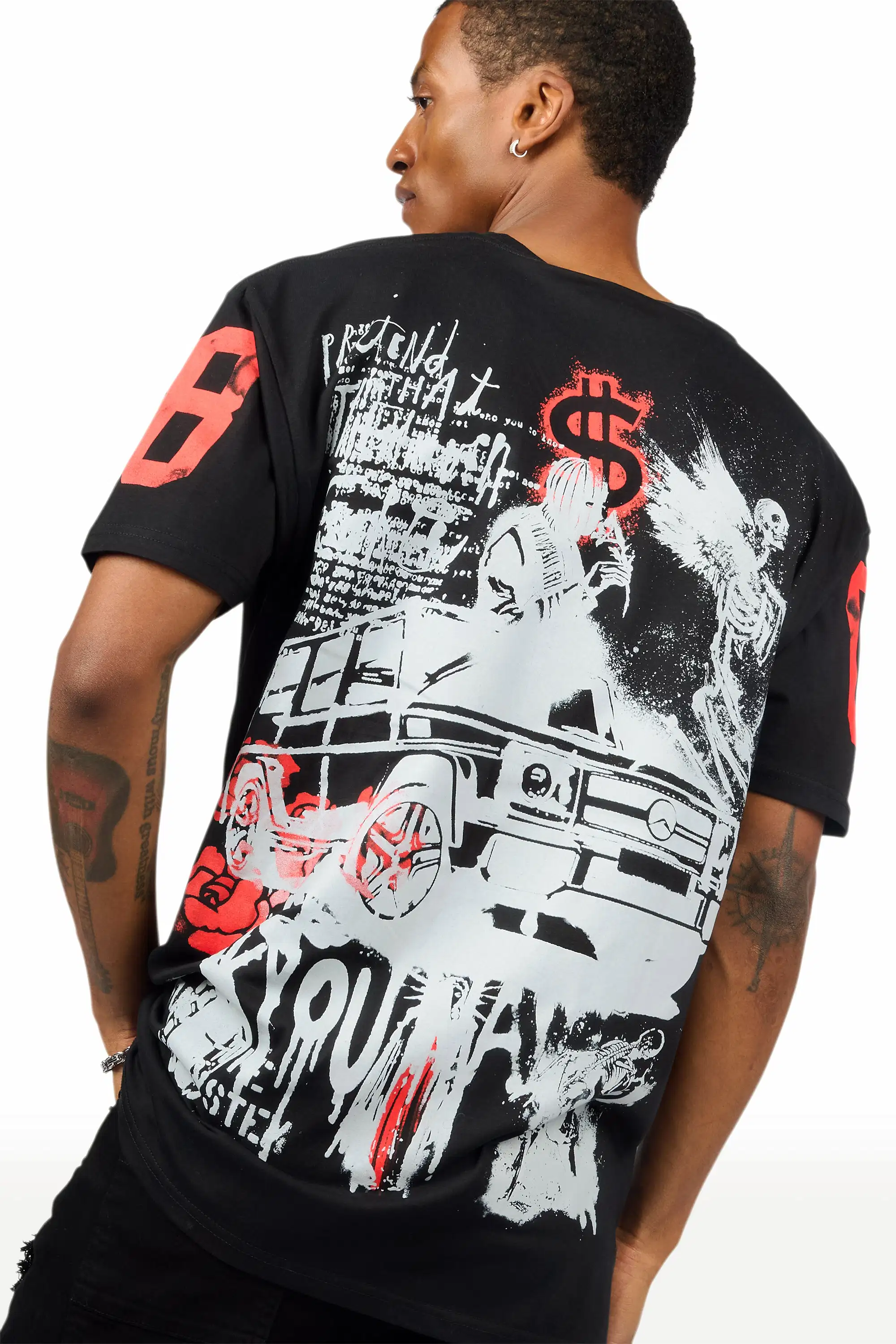Grill 3.0 Black Oversized Graphic T-Shirt - Image 2