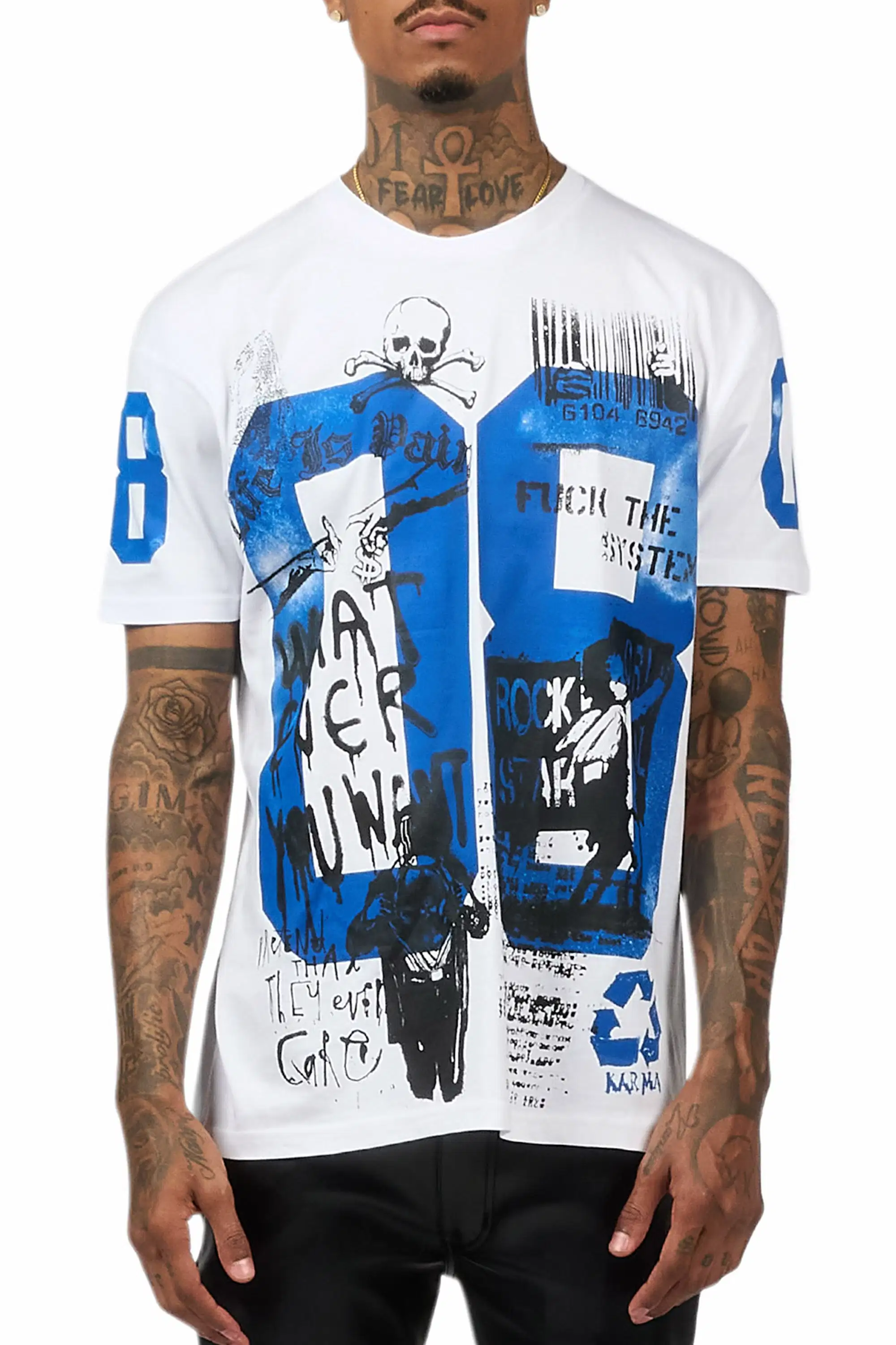 Grill 3.0 White/Blue Oversized Graphic T-Shirt - Image 8
