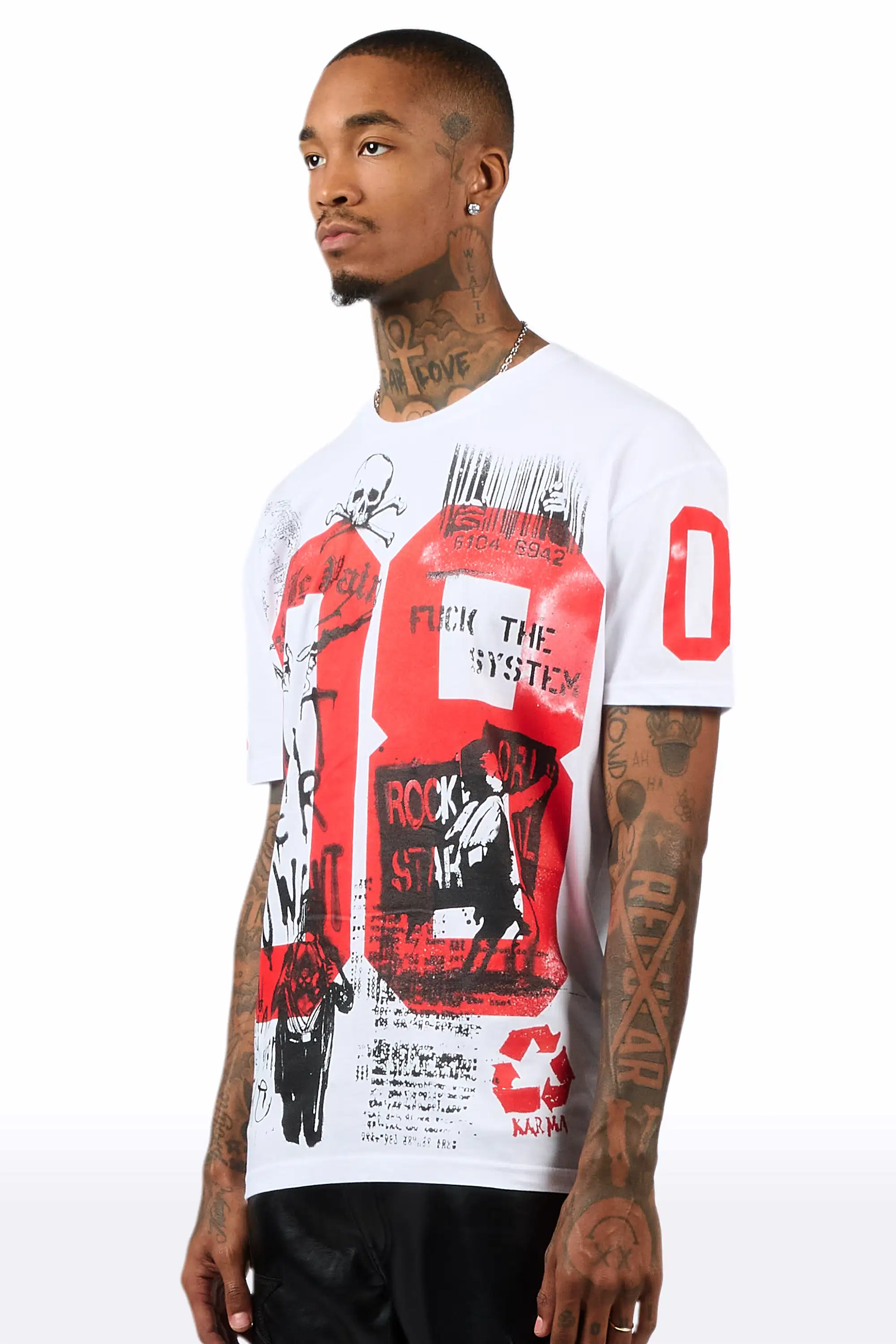 Grill 3.0 White/Red Oversized Graphic T-Shirt - Image 5