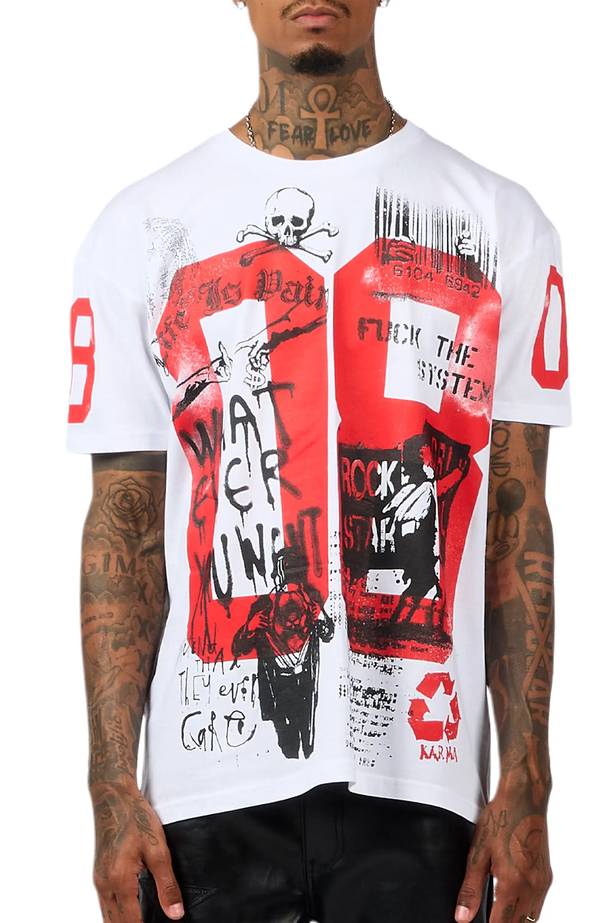 Grill 3.0 White/Red Oversized Graphic T-Shirt - Image 8
