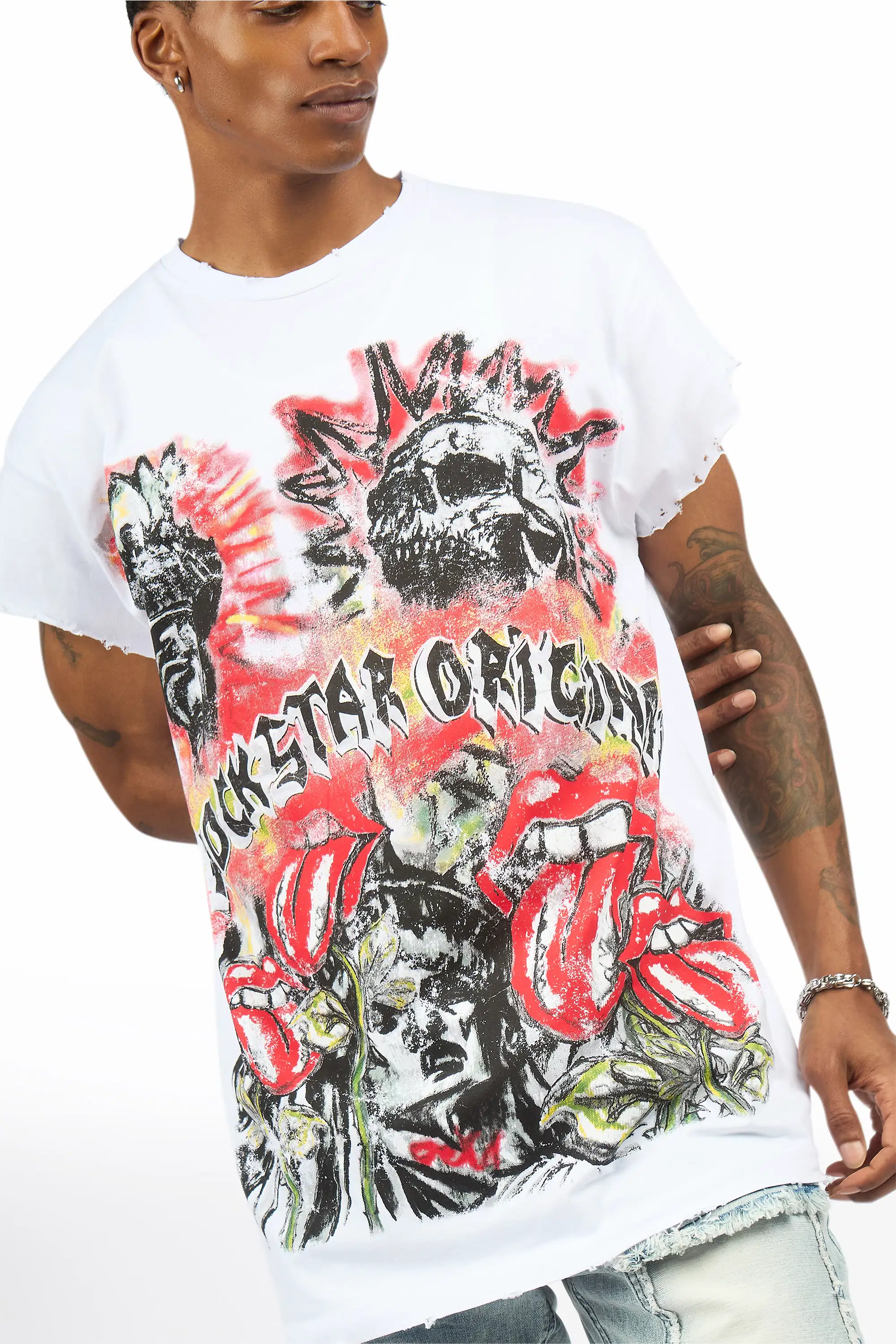 Falon White Cut off Tee - Image 2