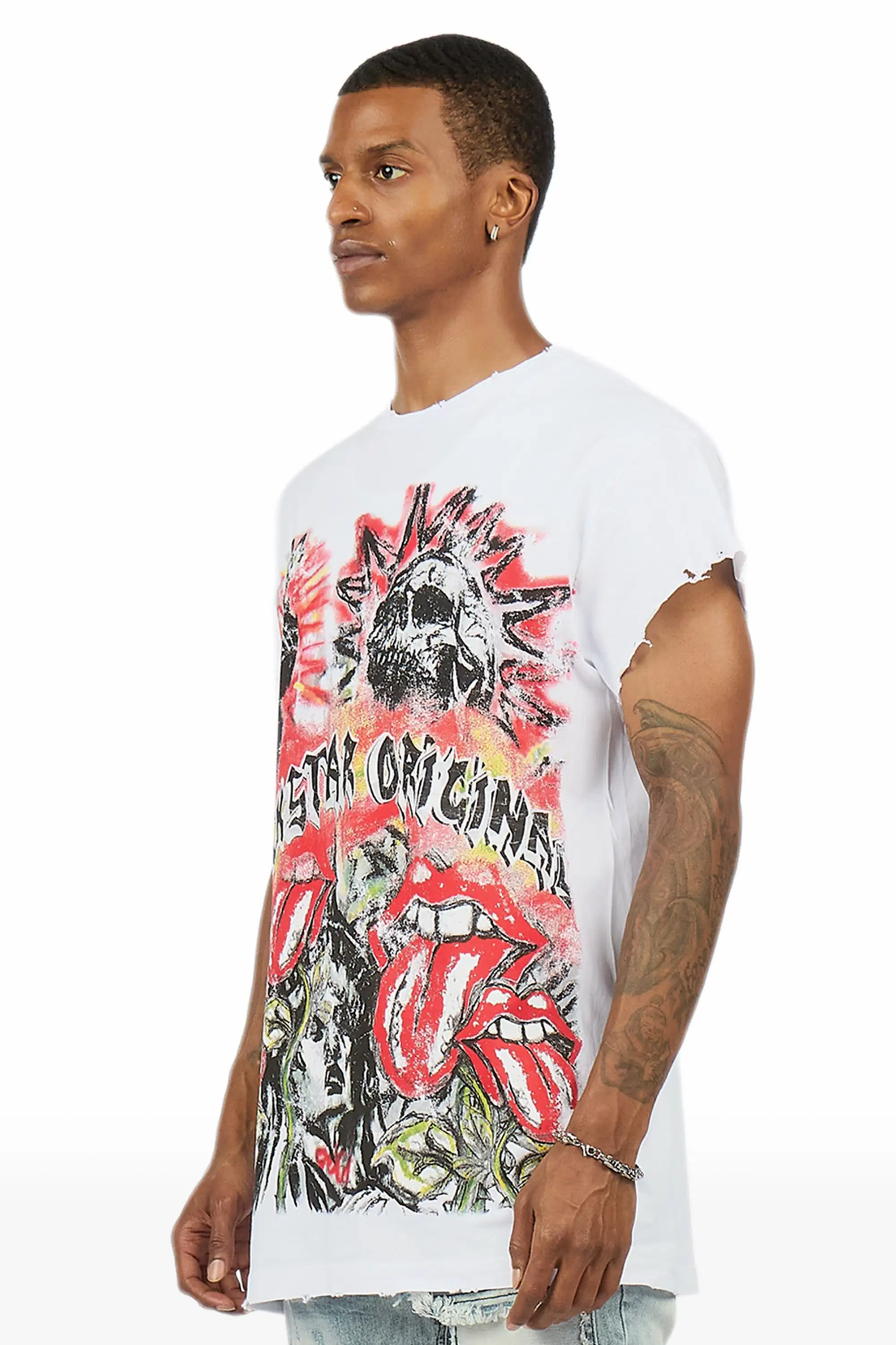 Falon White Cut off Tee - Image 6