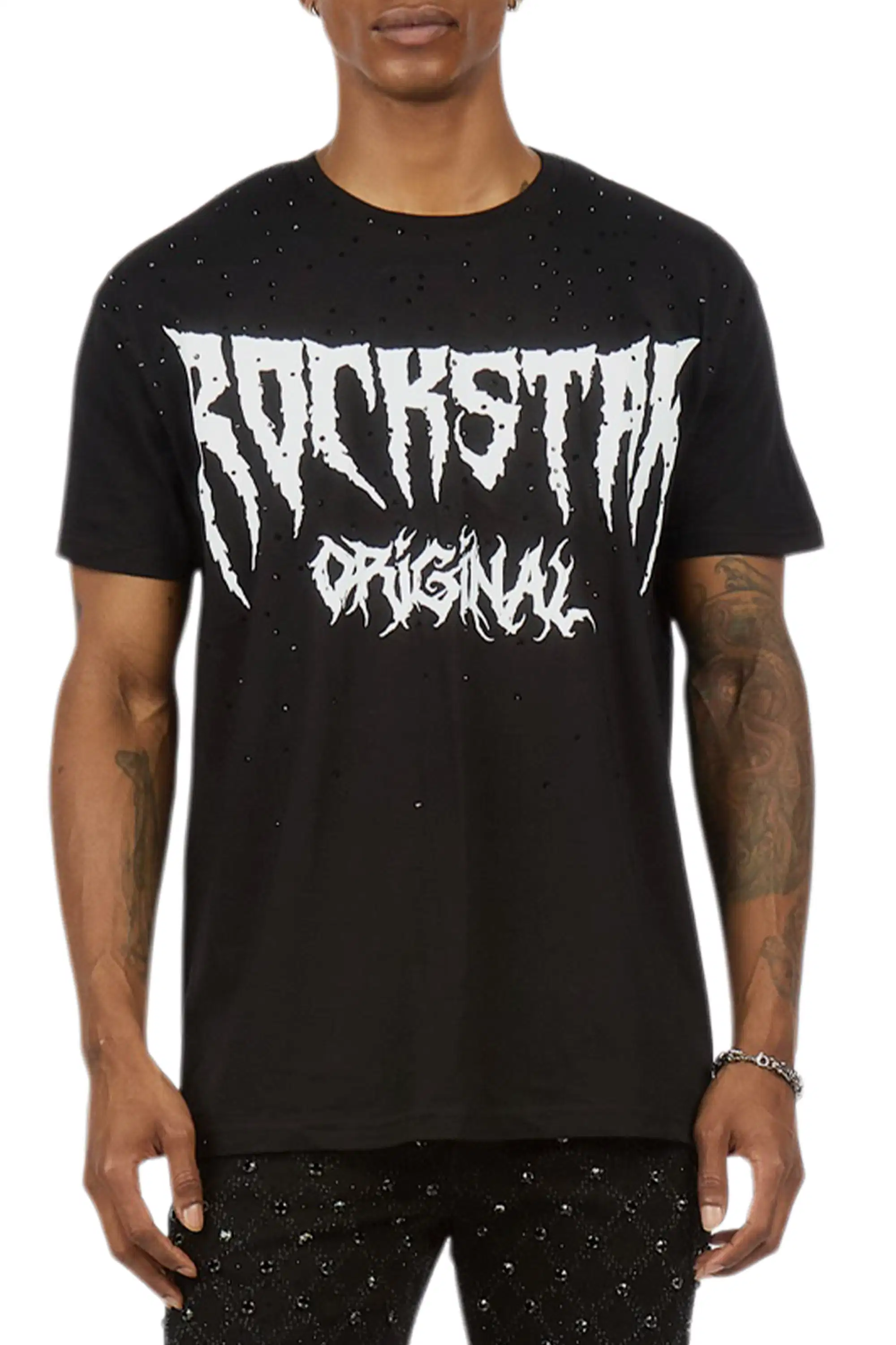 Andros 2.0 Black/White Rhinestone Oversized Graphic T-Shirt - Image 8