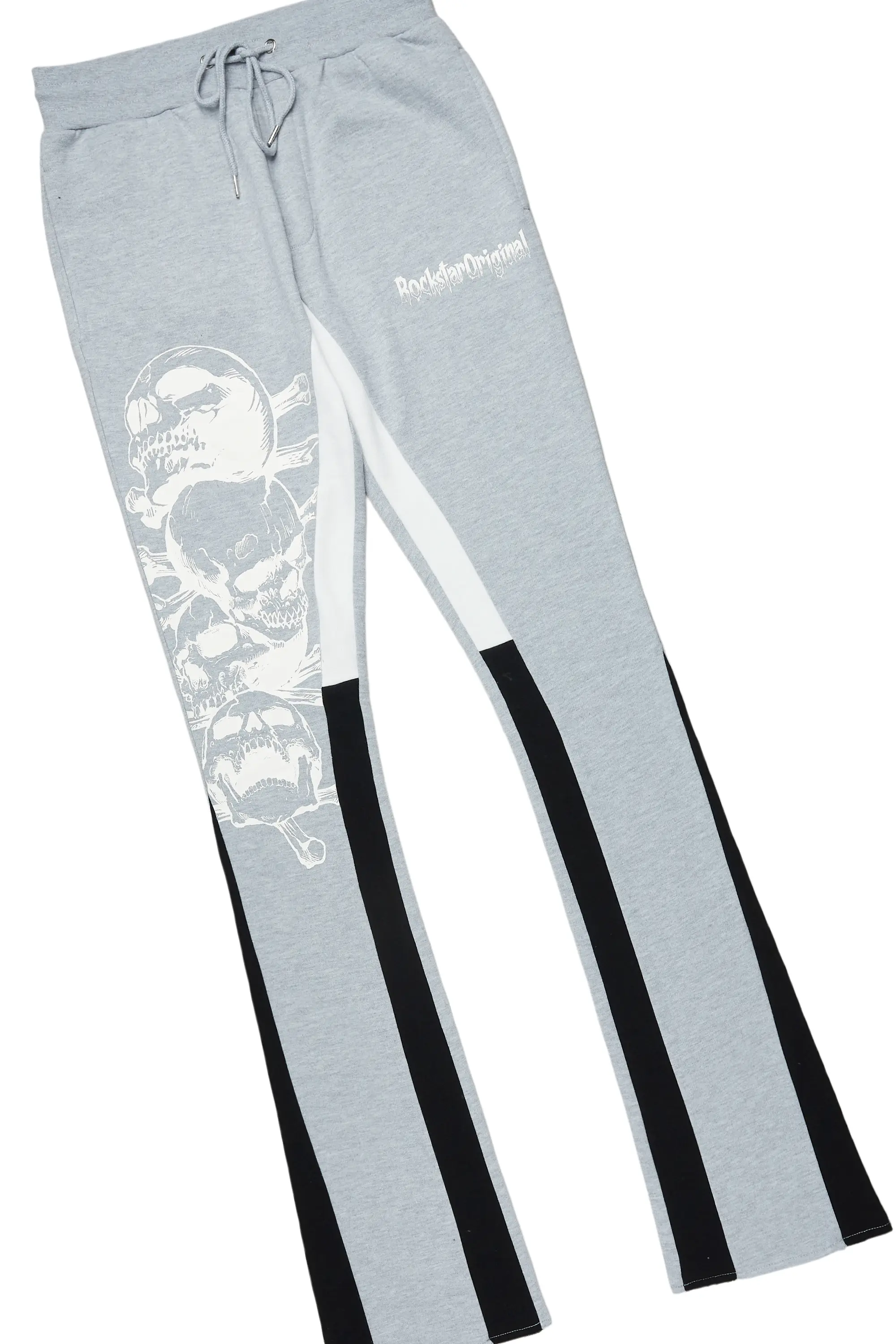 Tabor Heather Grey/Black Graphic Hoodie/Stacked Flare Pant Track Set - Image 9