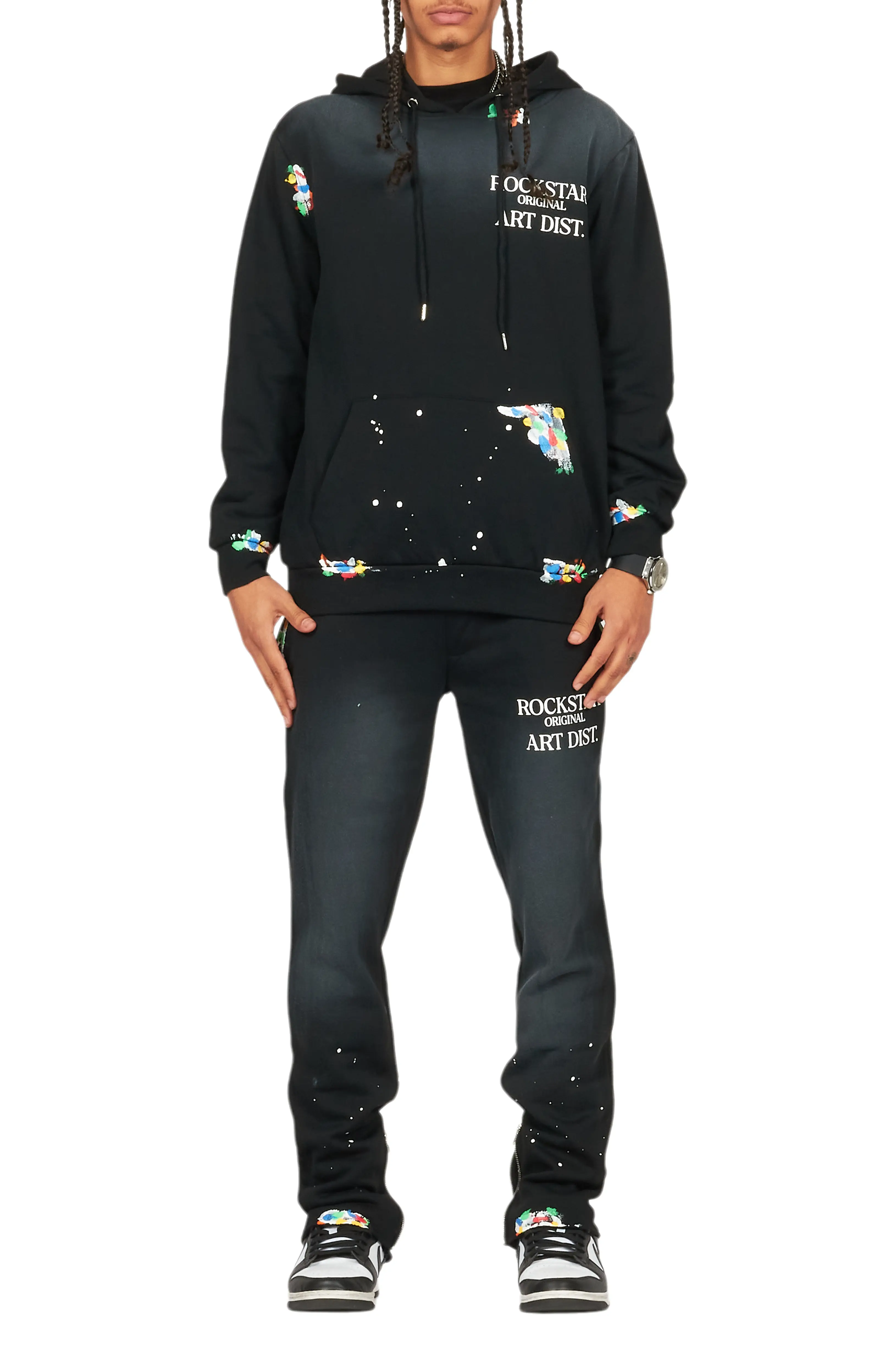 Rockstar Art Dist. Black Hoodie Slim Fit Track Set - Image 9