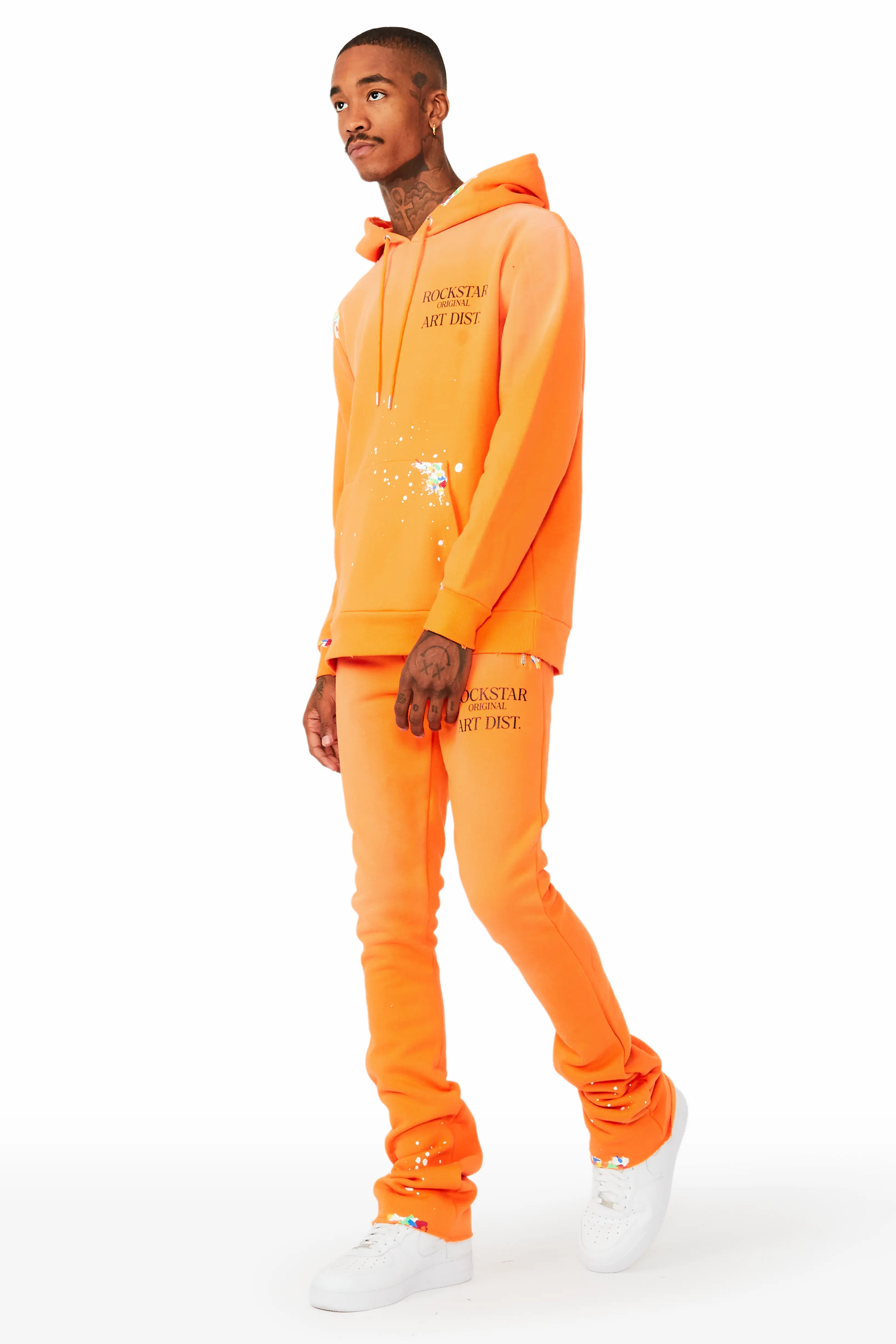 Rockstar Art Dist. Orange Hoodie/Stacked Flare Set - Image 3