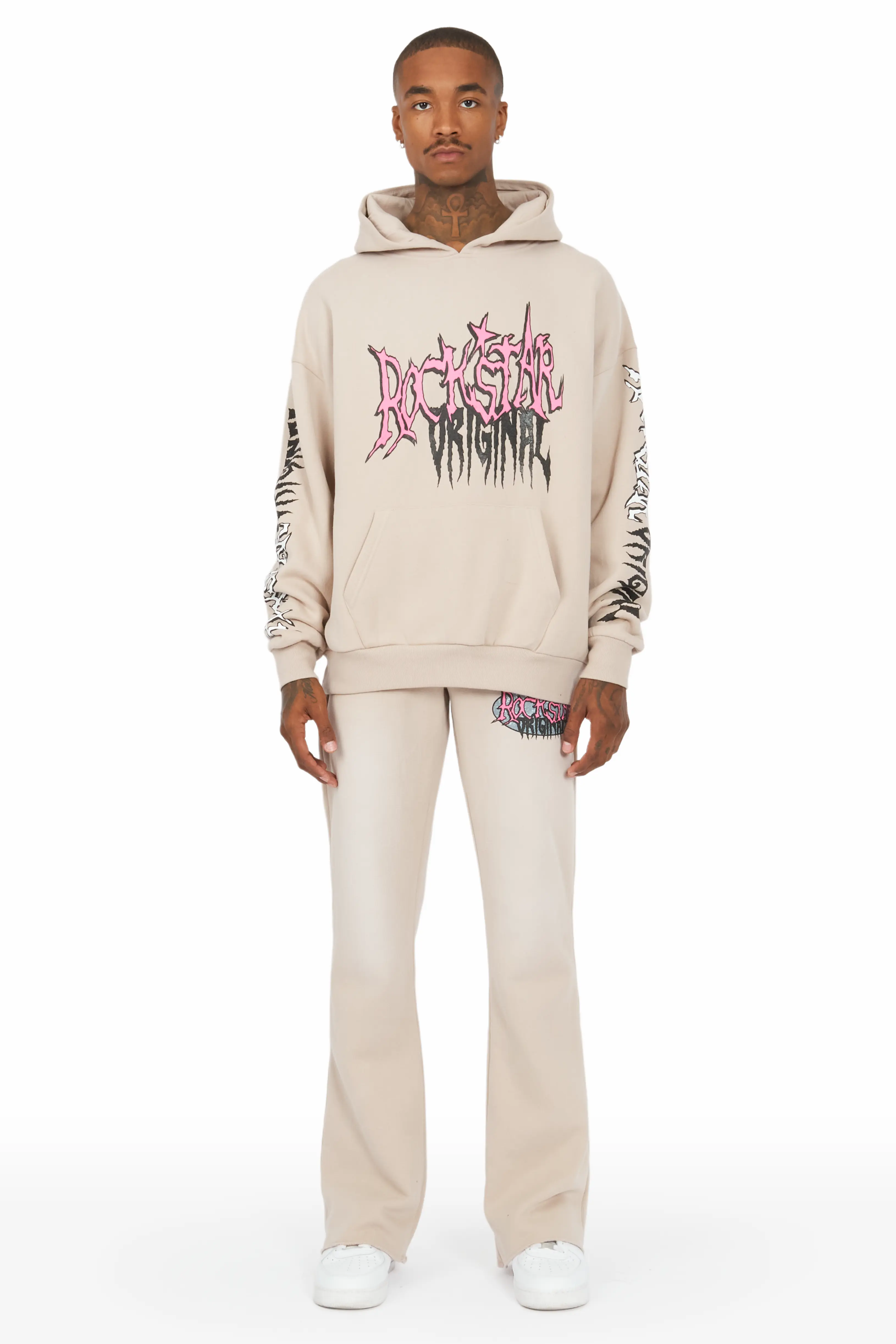 Hawkey Taupe Hoodie/Flare Trackset - Image 2