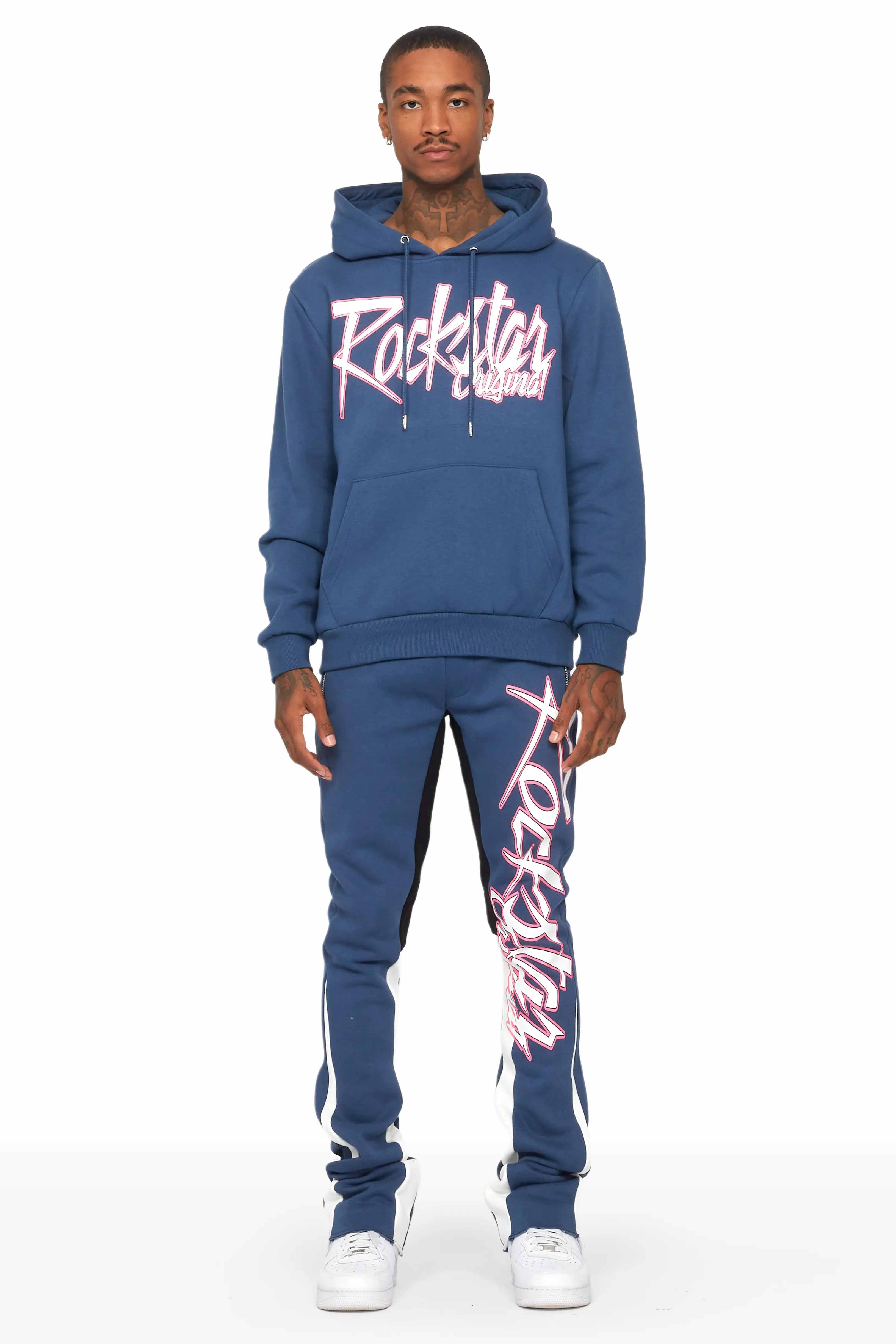 Kalibre Navy/White Hoodie/Flare Trackset
