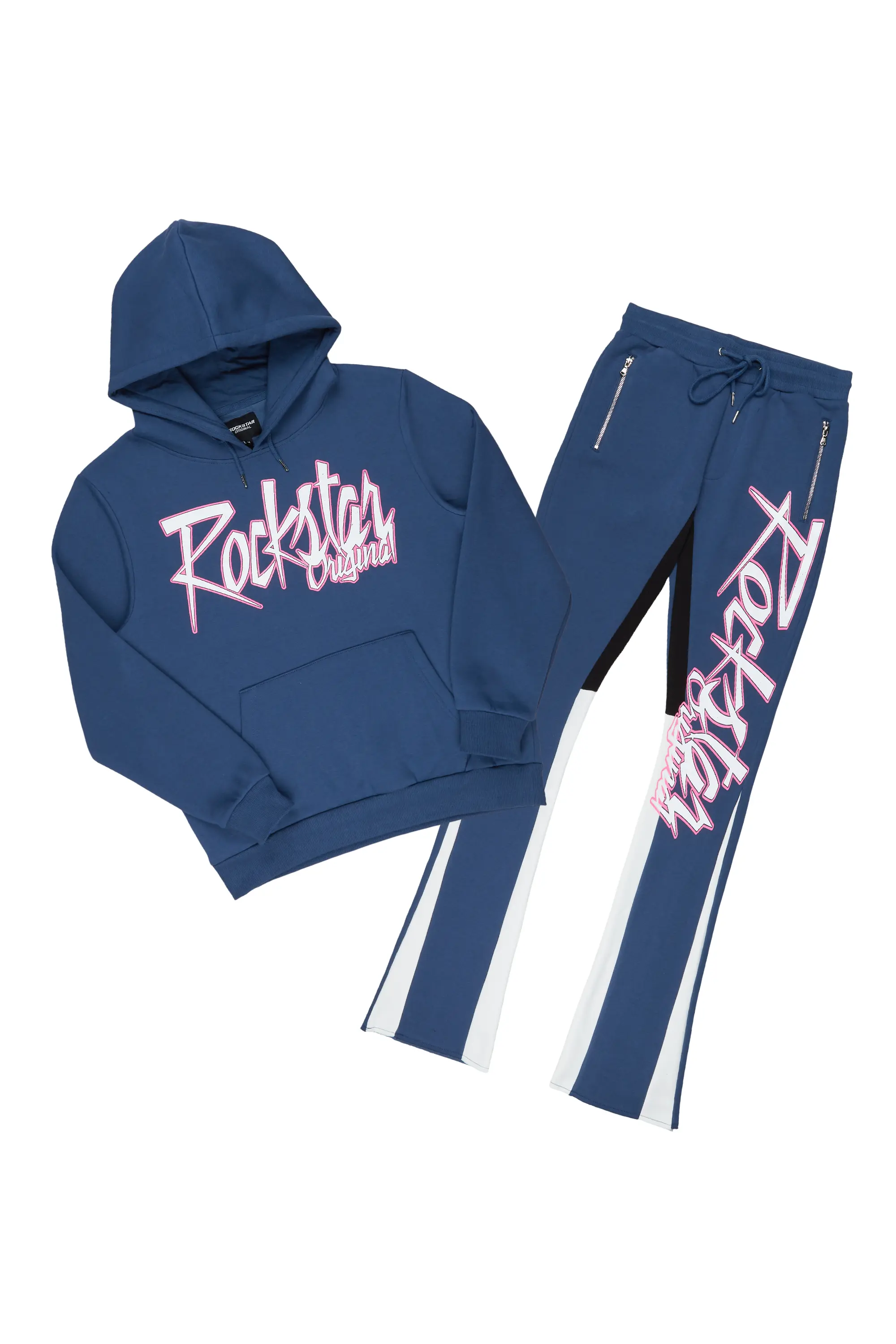 Kalibre Navy/White Hoodie/Flare Trackset - Image 2