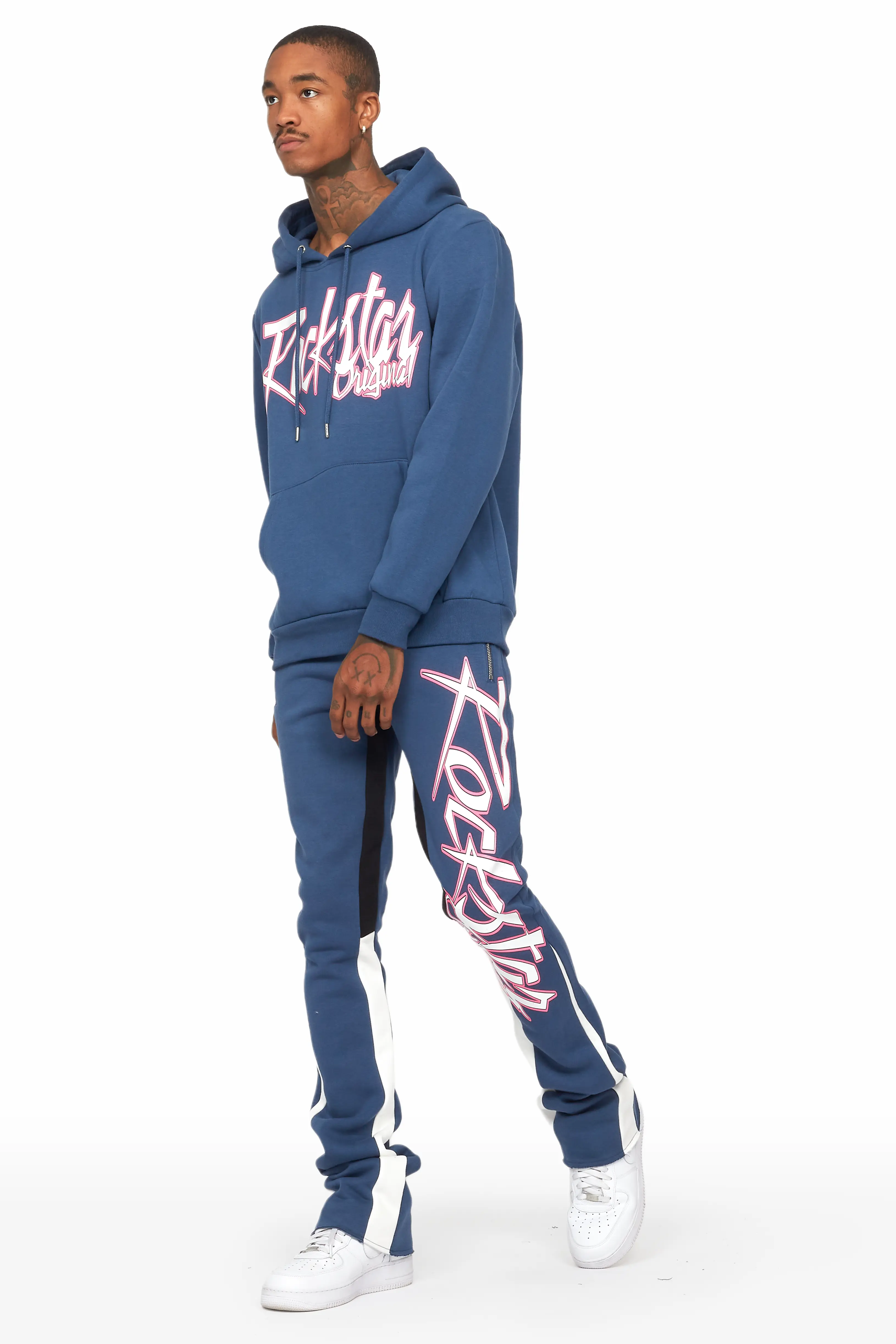 Kalibre Navy/White Hoodie/Flare Trackset - Image 5