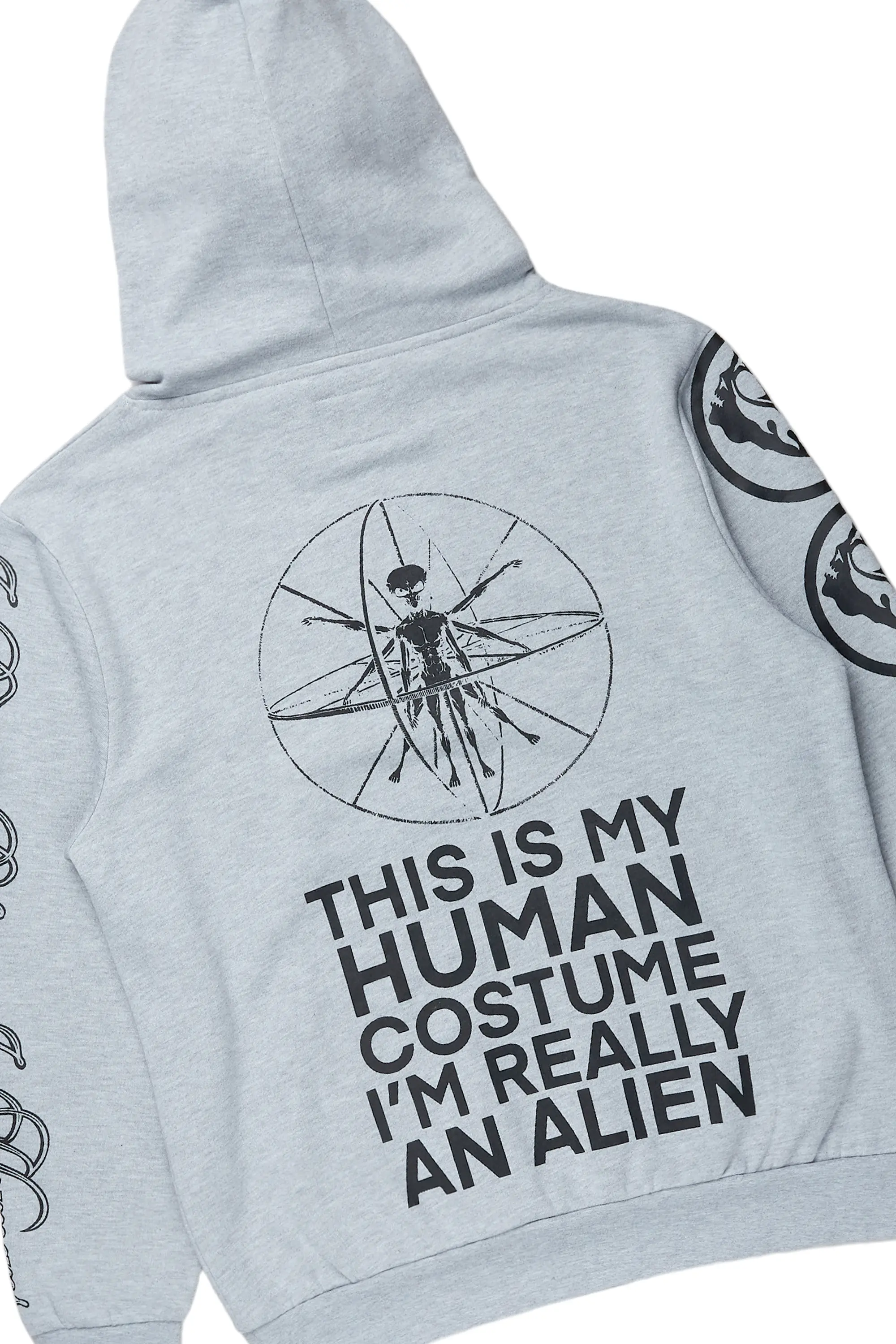 Yarden Grey Graphic Hoodie/Stacked Flare Pant Track Set - Image 8