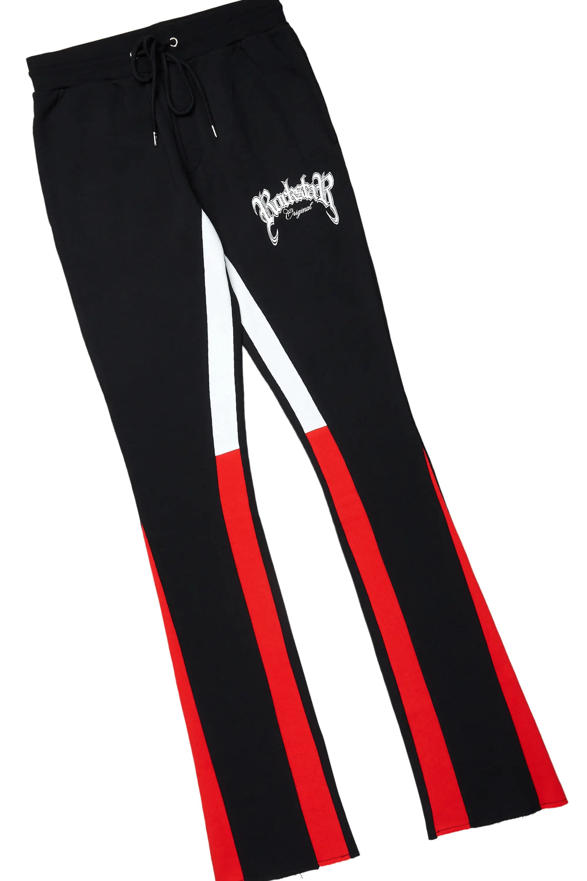 Yarden Black/Red Graphic Hoodie/Stacked Flare Pant Track Set - Image 9