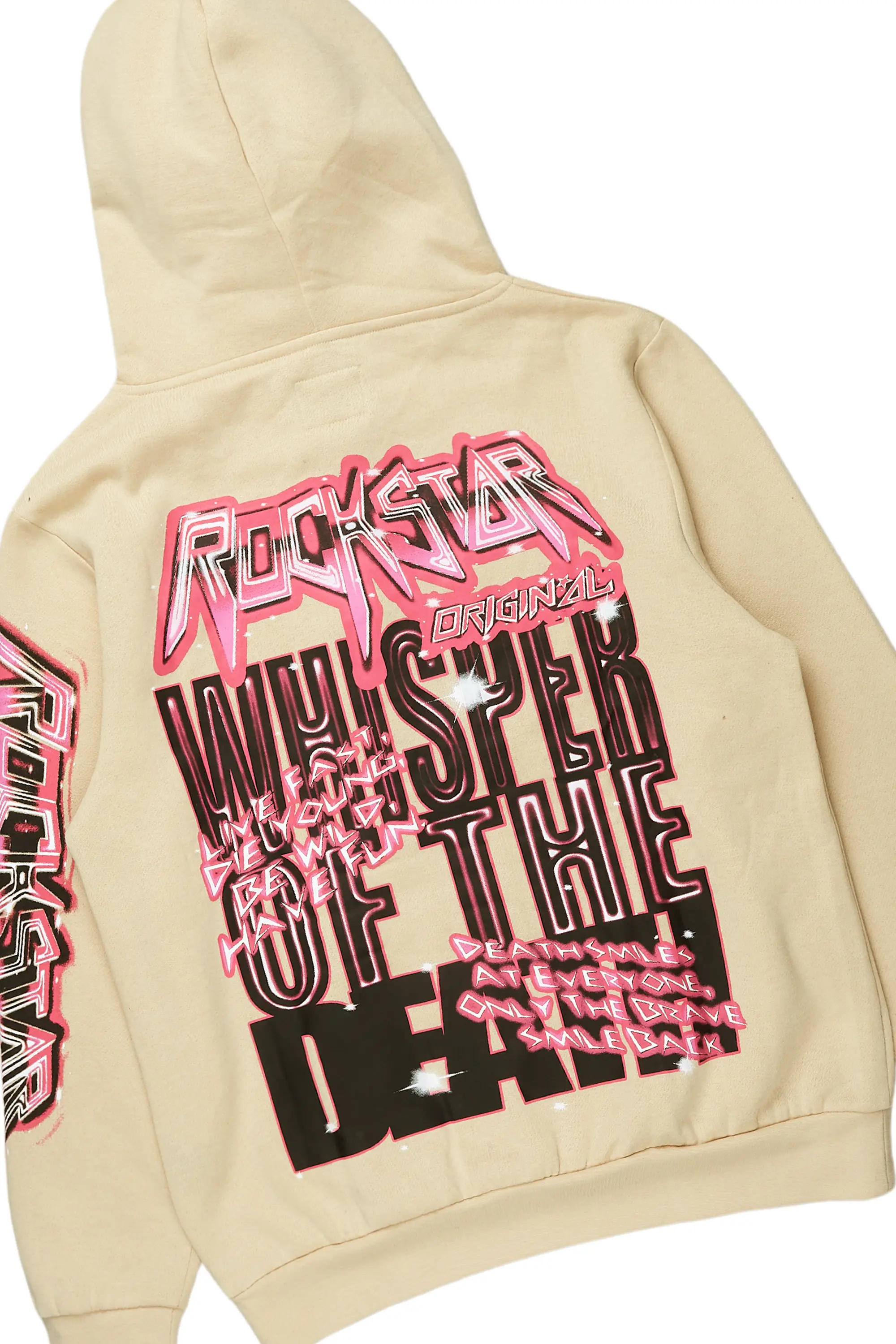 Obern Beige/Black Graphic Hoodie/Stacked Flare Pant Track Set - Image 8