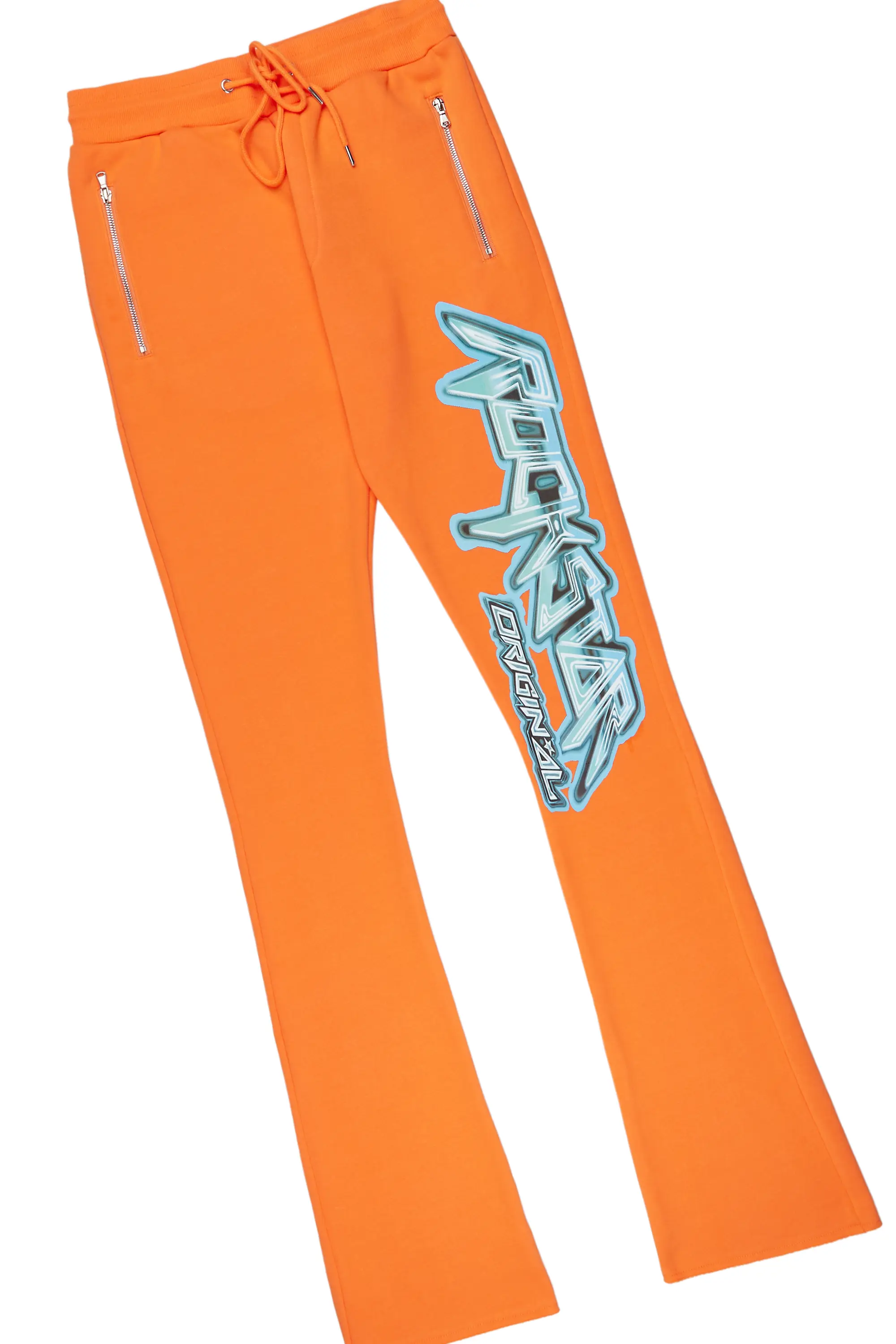 Obern Orange Graphic Hoodie/Stacked Flare Pant Track Set - Image 6