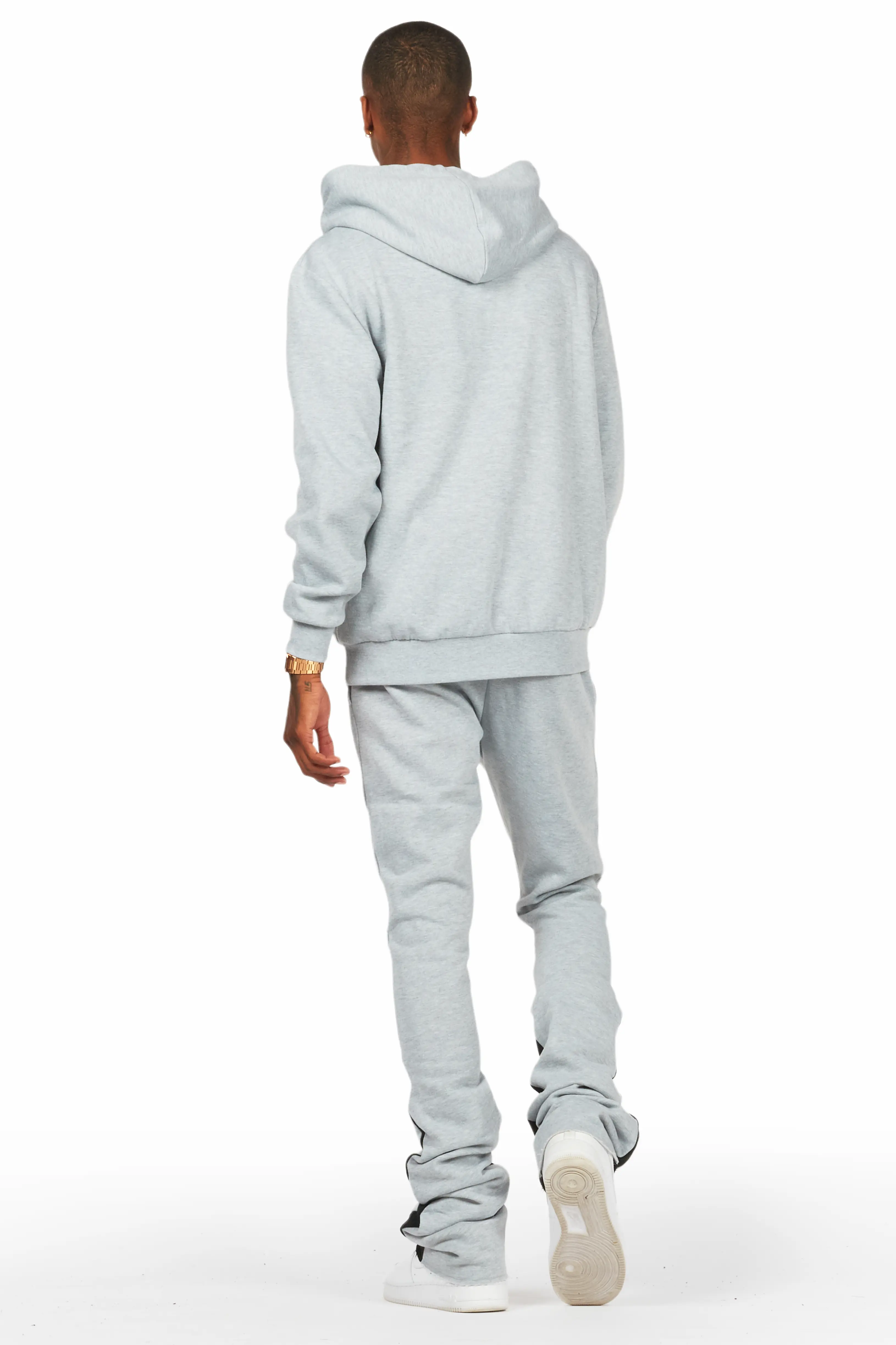 Jaco Heather Grey Hoodie/Super Stacked Flare Pant Track Set - Image 3