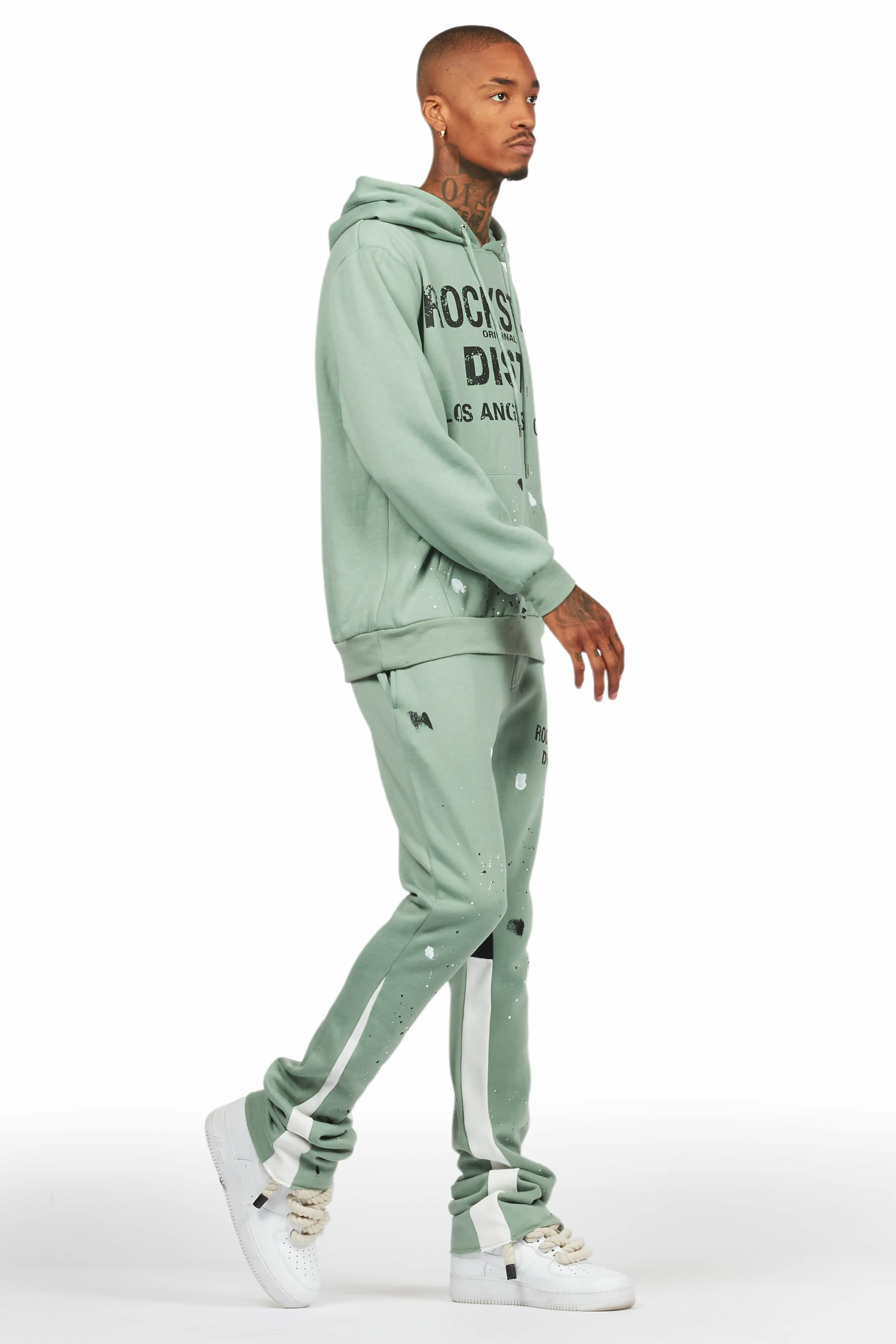Scottie Sage Paint Splatter Hoodie/Stacked Flare Track Set - Image 7