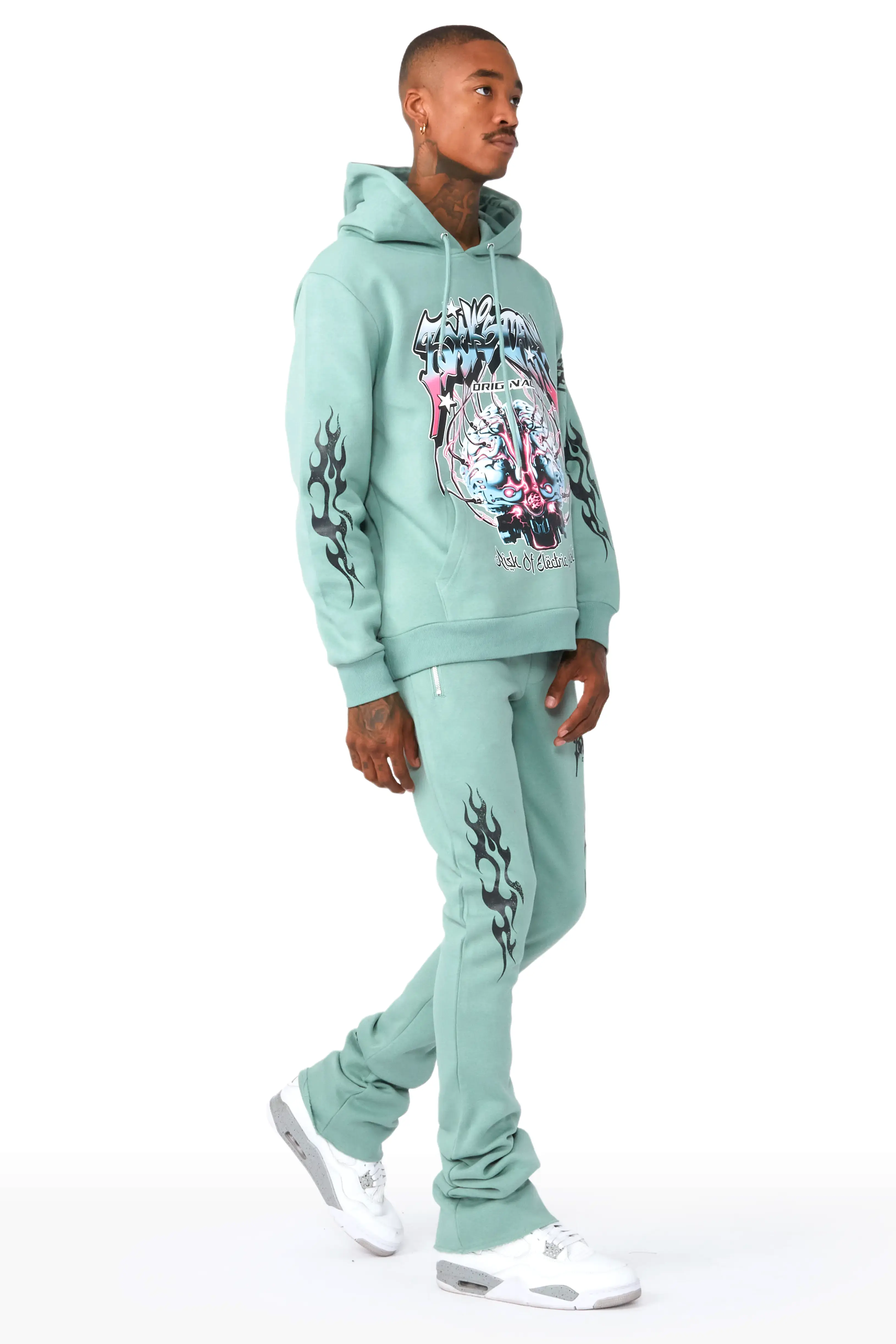 Lucy Sage Hoodie/Stacked Flare Pant Track Set - Image 3