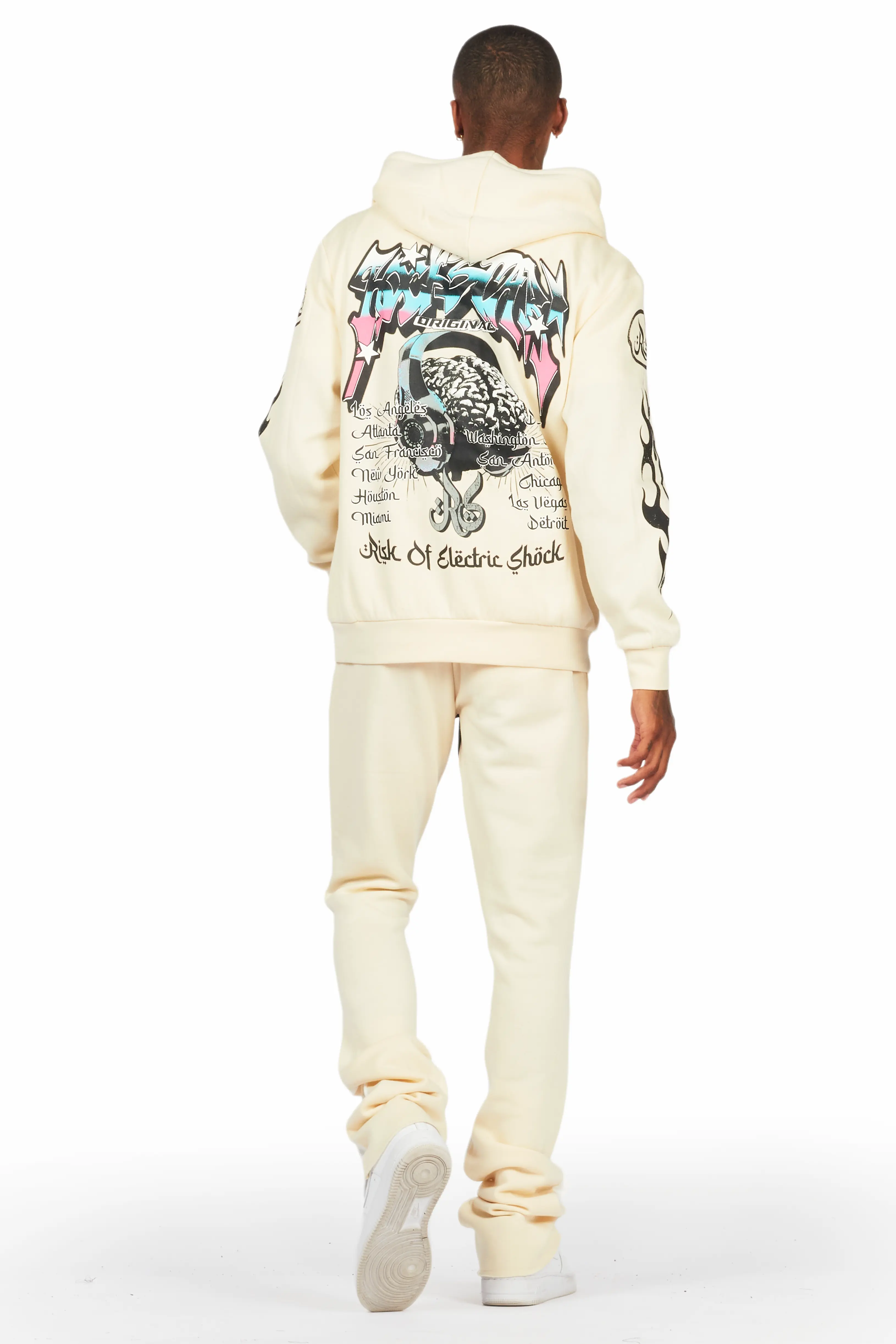Lucy Tan/Black Hoodie/Stacked Flare Pant Track Set - Image 4