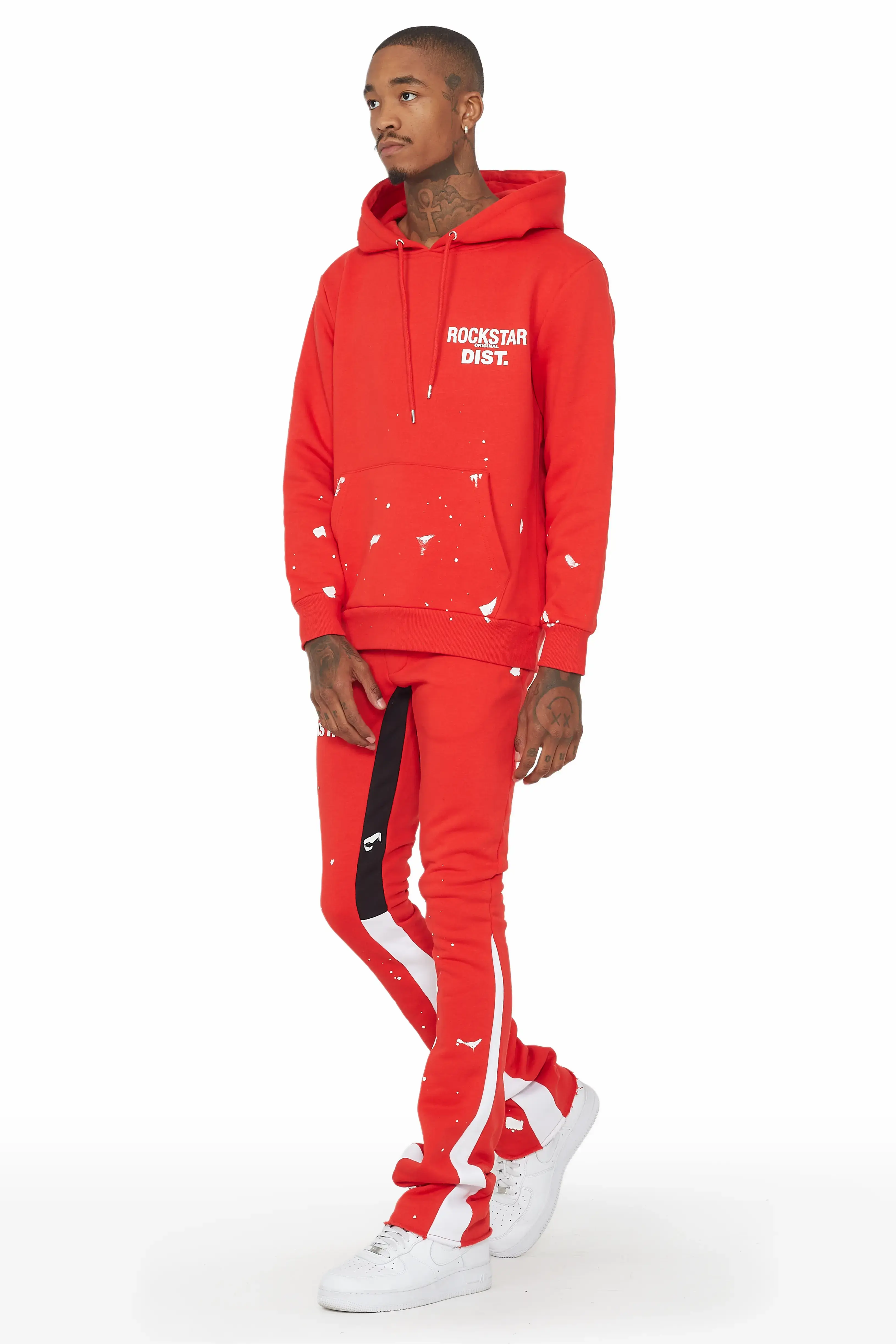 Raffer Red Hoodie/Stacked Flare Pant Set - Image 3