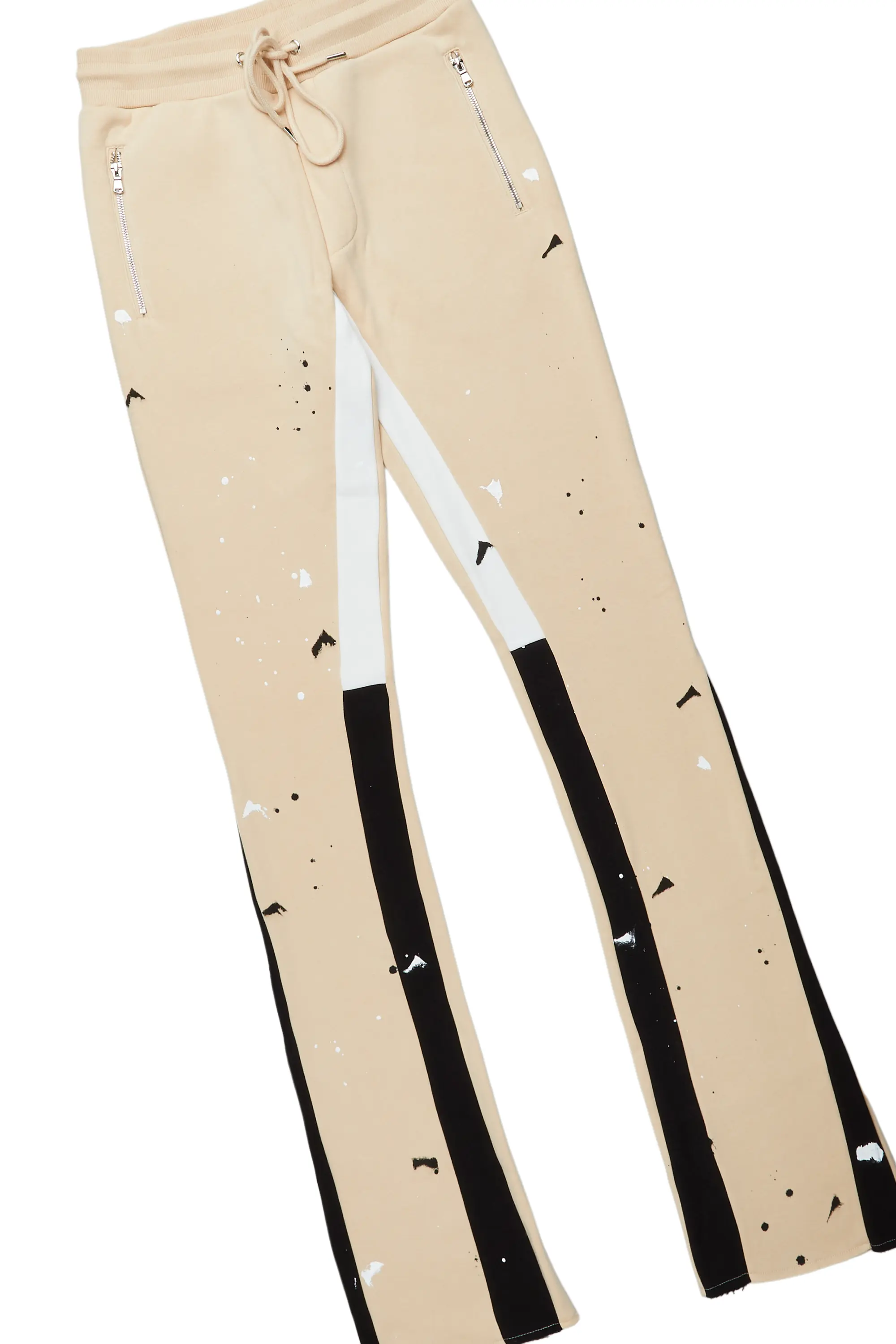 Jaco Beige Hoodie Stacked Flare Pant Track Set - Image 7
