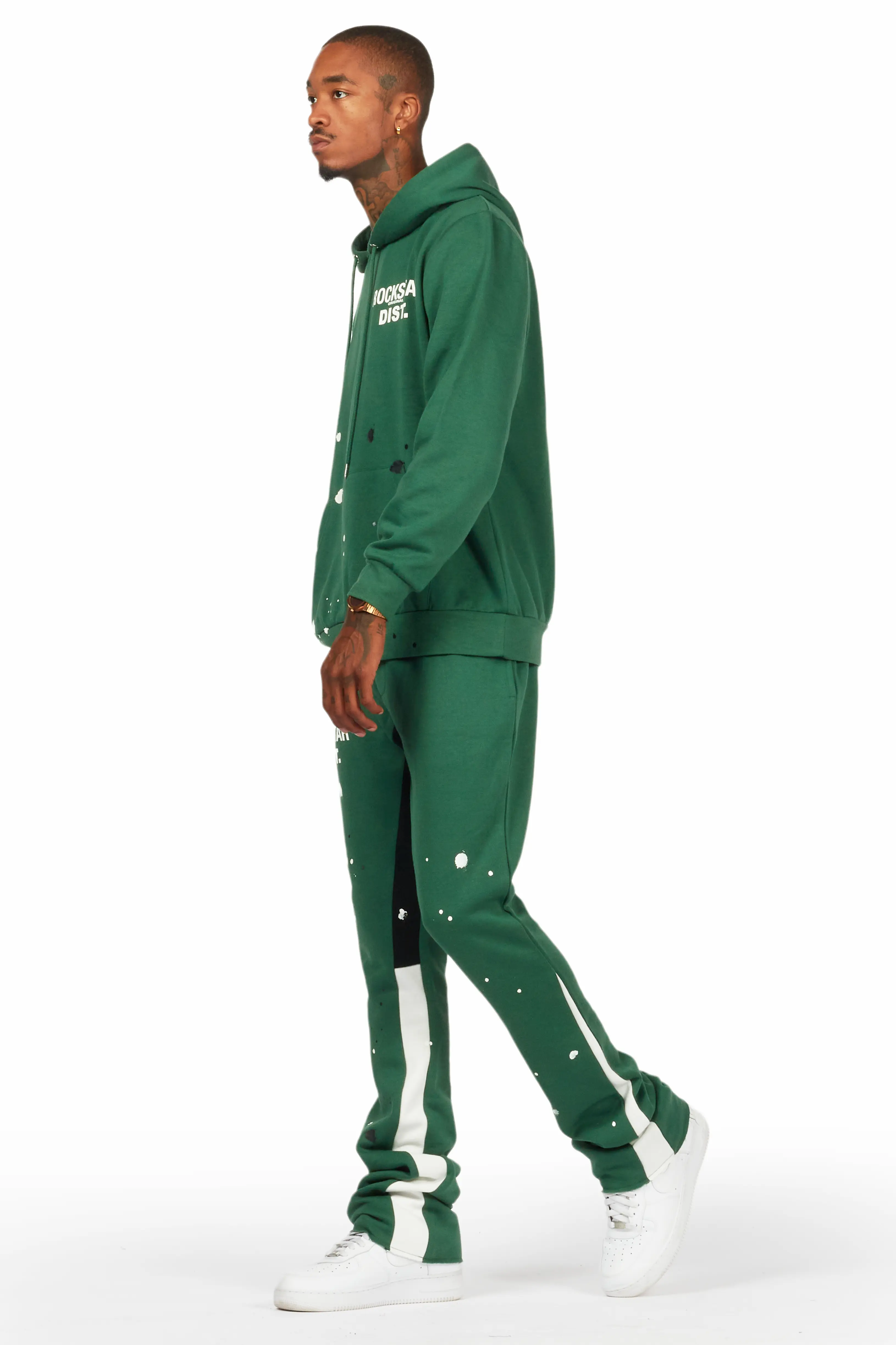 Jaco Green Hoodie Stacked Flare Pant Track Set - Image 5