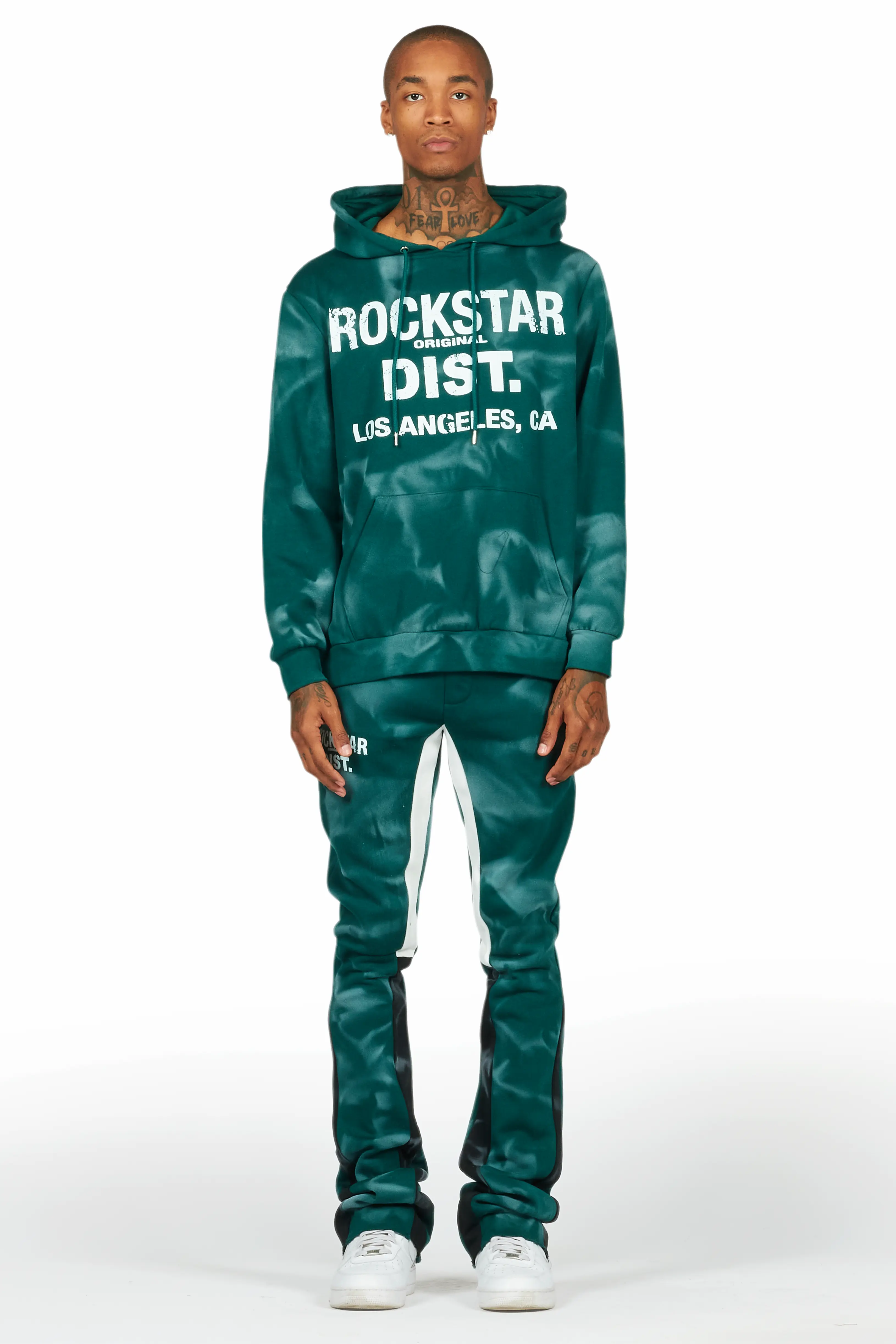 Nelly Dark Green Hoodie Stacked Flare Track Set - Image 2