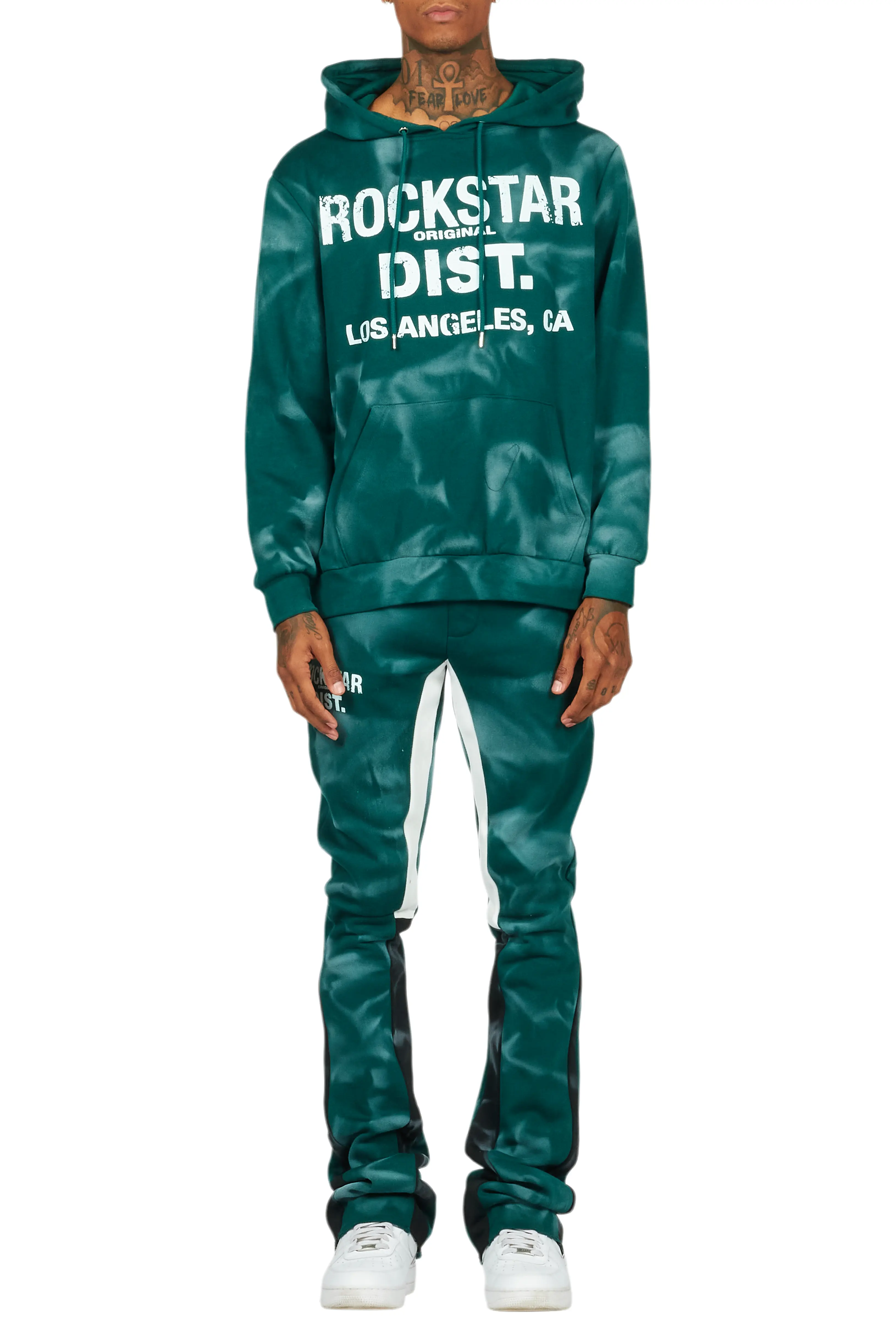 Nelly Dark Green Hoodie Stacked Flare Track Set - Image 9
