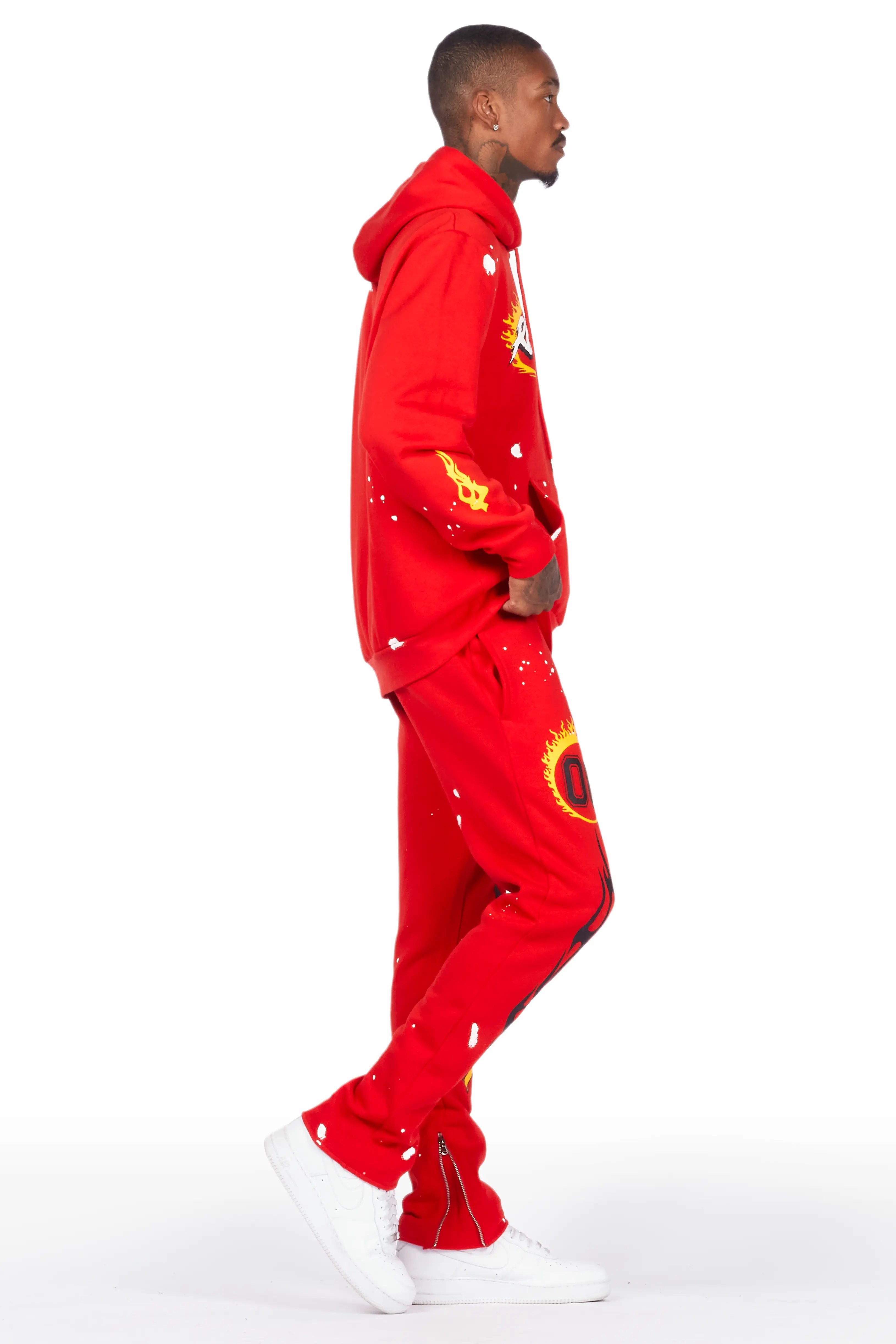 Draven Red Slim Fit Track Set - Image 3