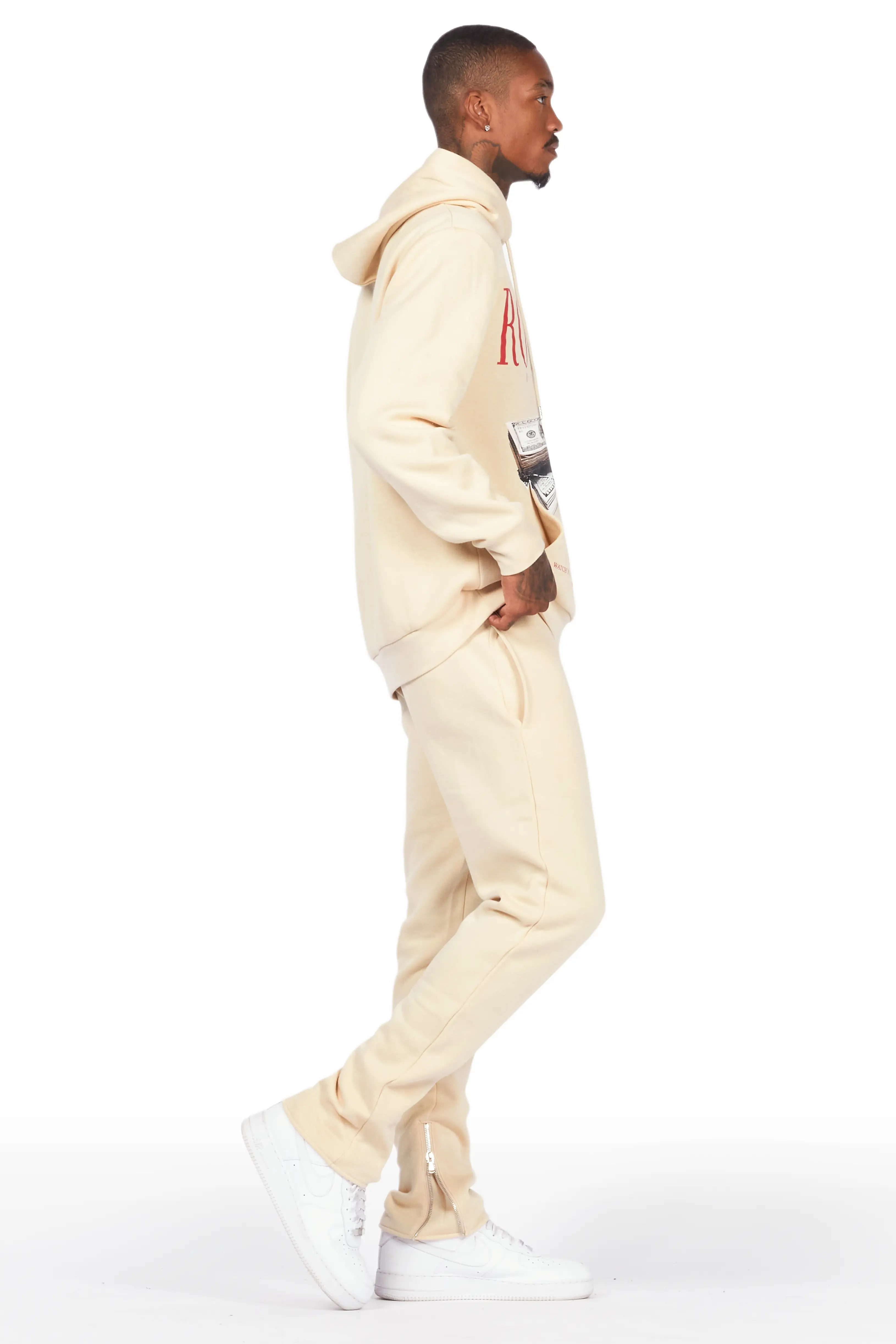 Dayte Nite Beige Slim Fit Track Set - Image 3