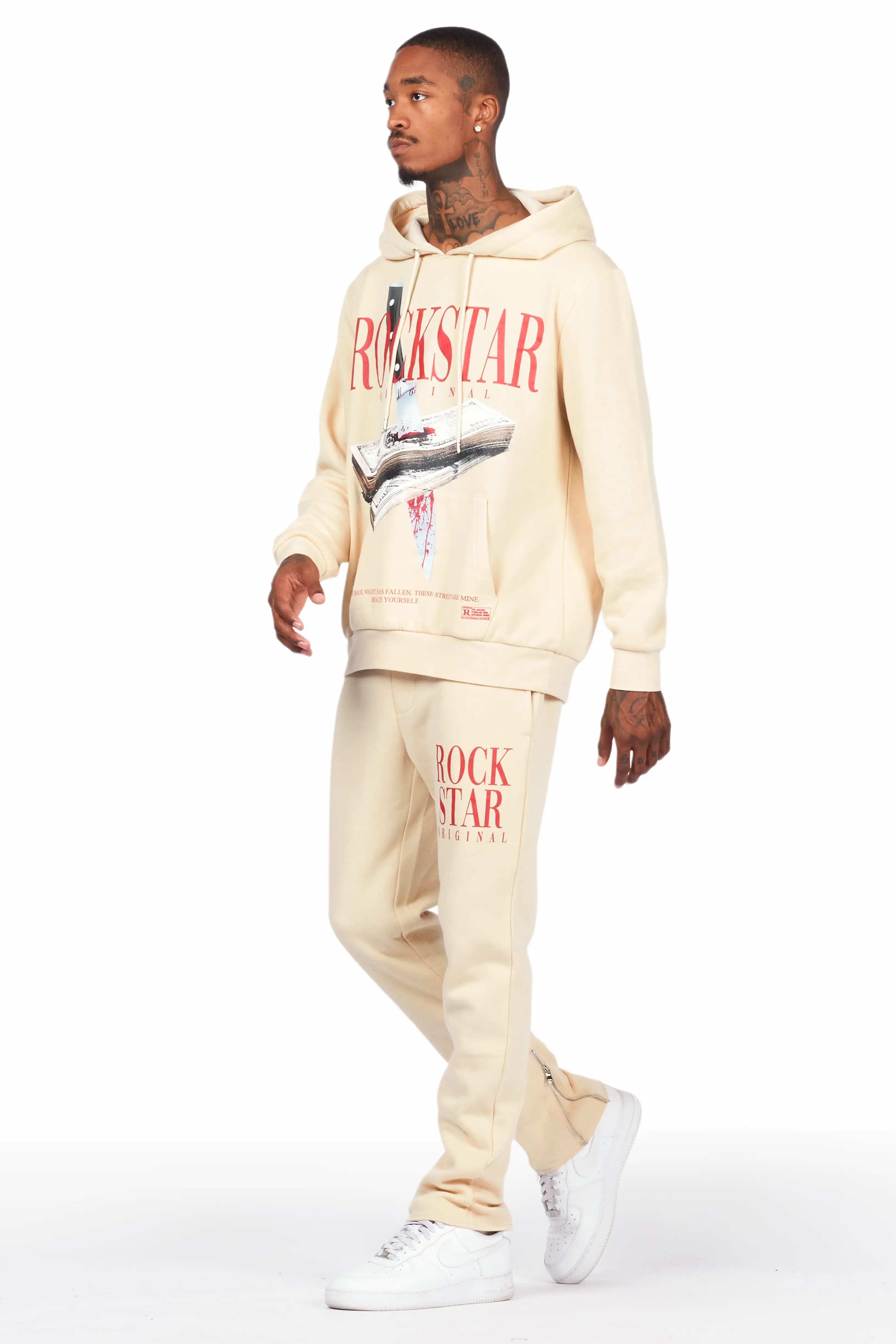 Dayte Nite Beige Slim Fit Track Set - Image 5
