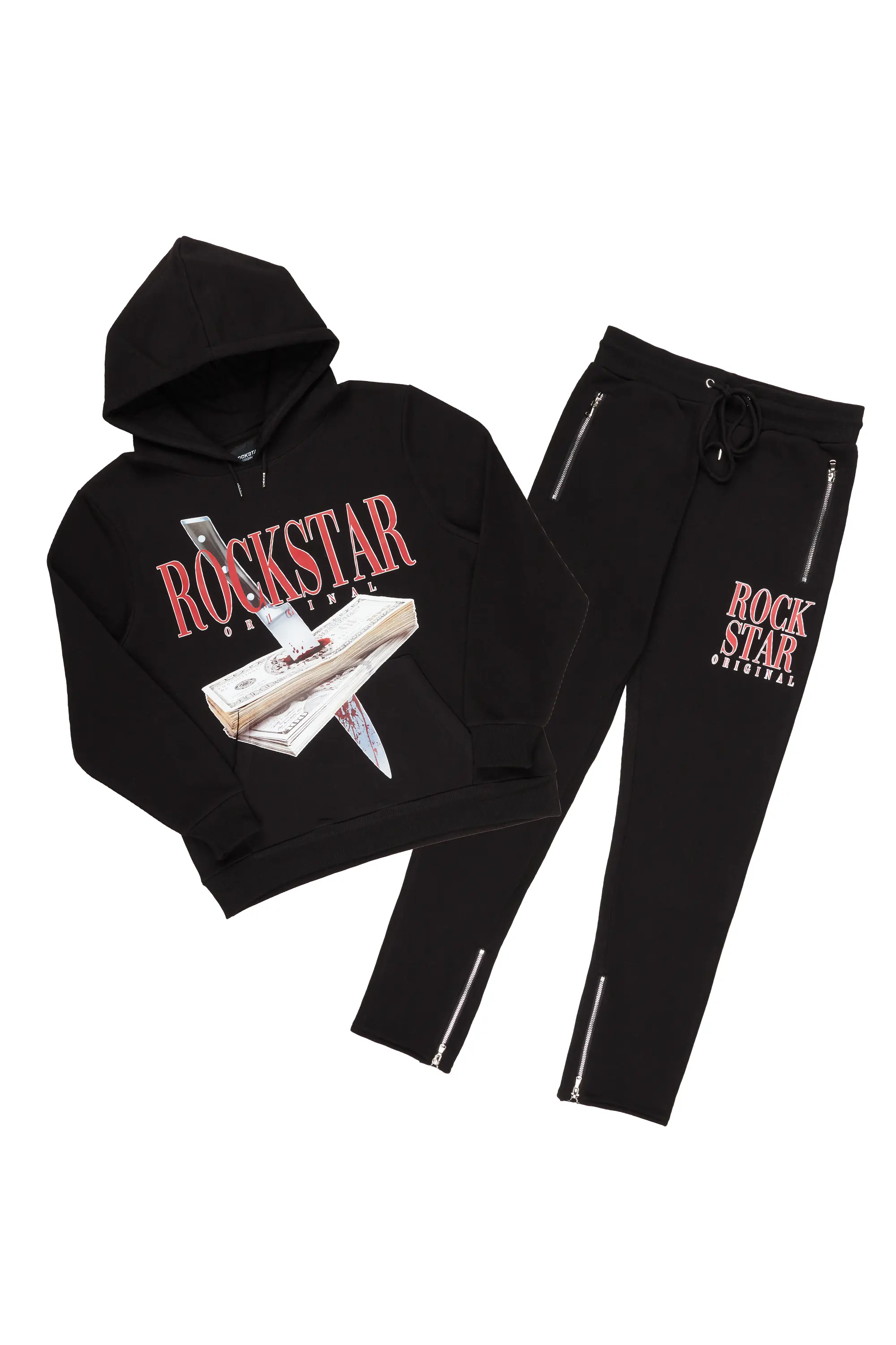Dayte Nite Black Slim Fit Track Set - Image 2