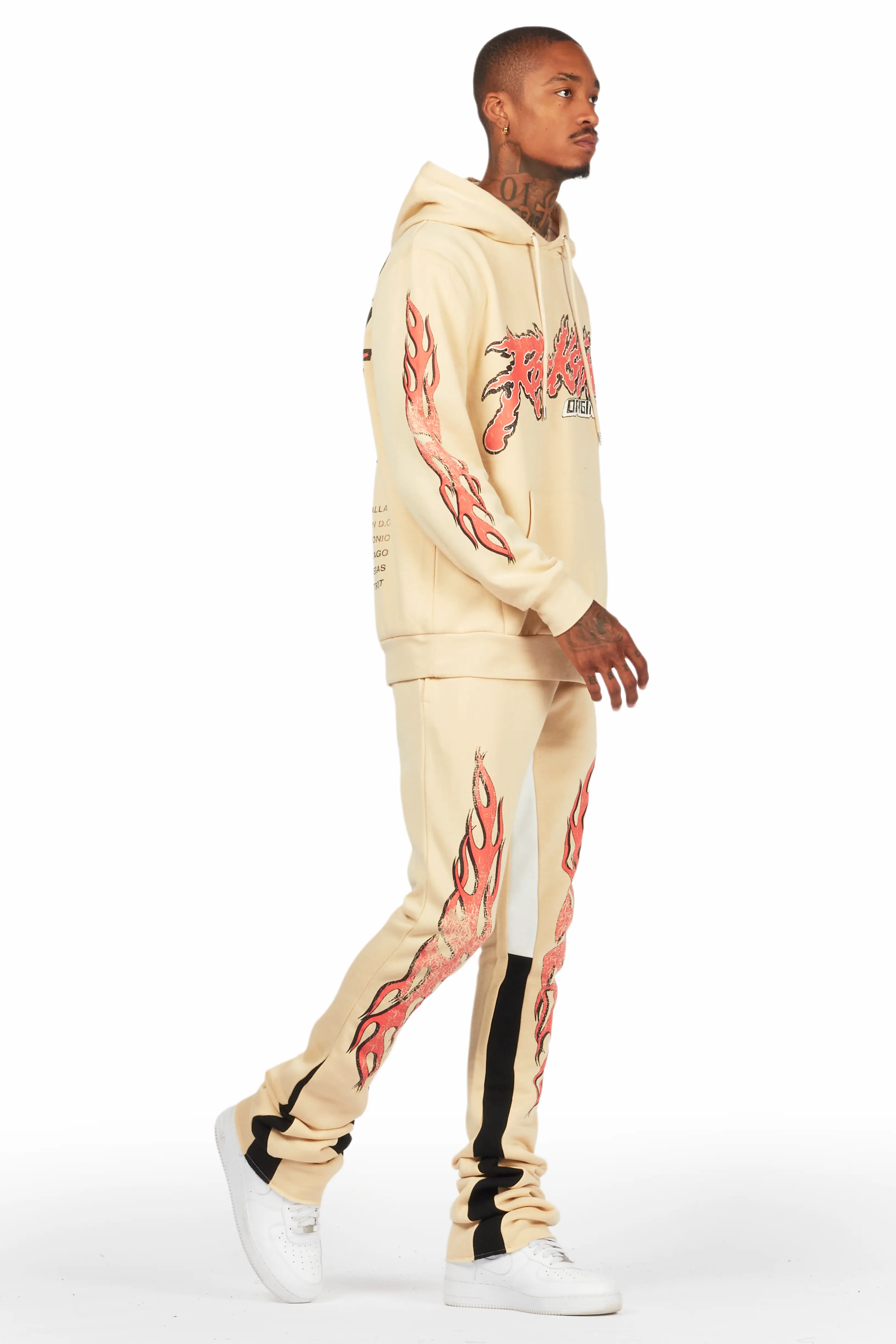 Yash Beige Super Stacked Flare Pant Set - Image 6