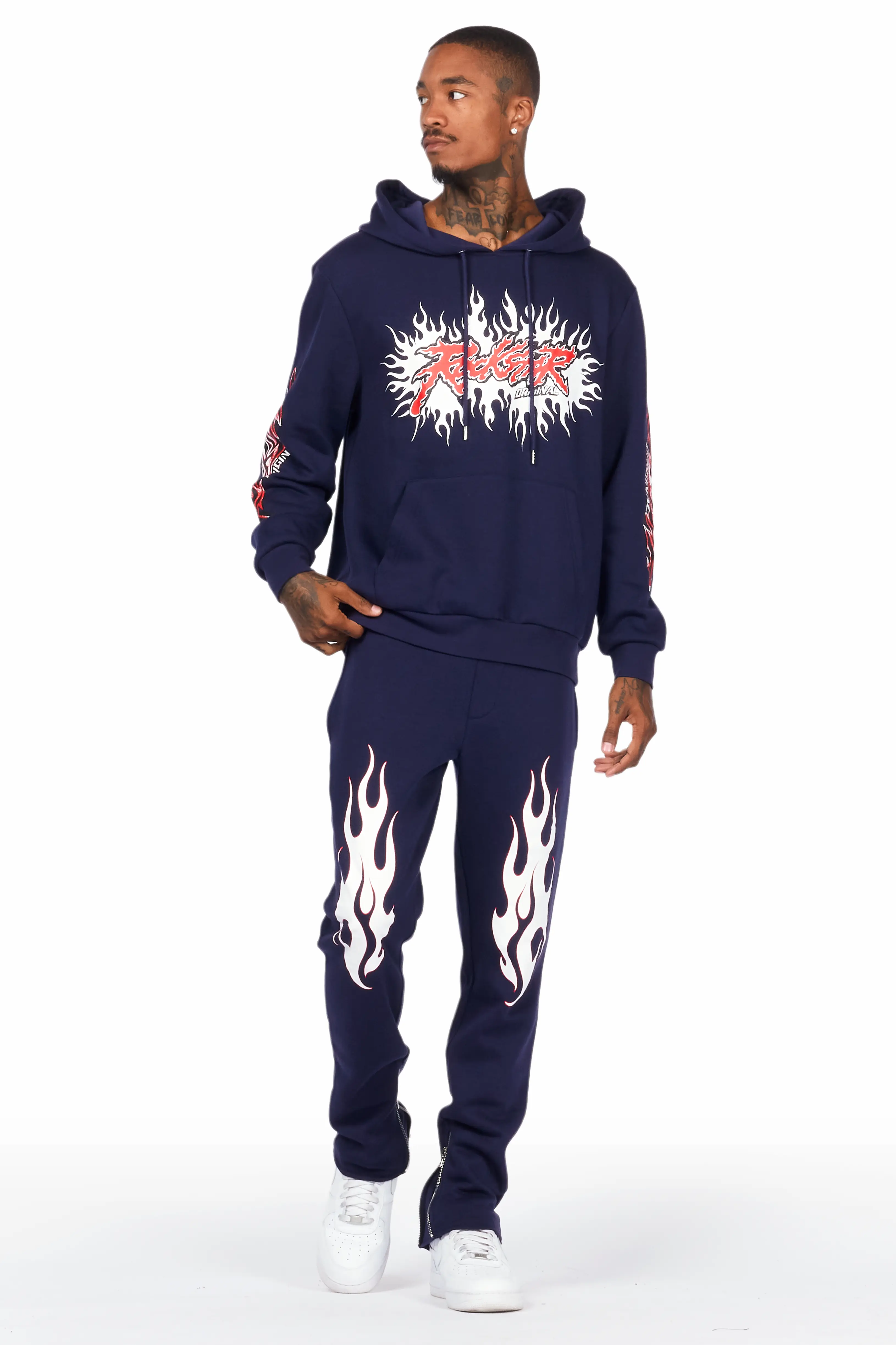 Tidus Navy Slim Fit Track Set - Image 2