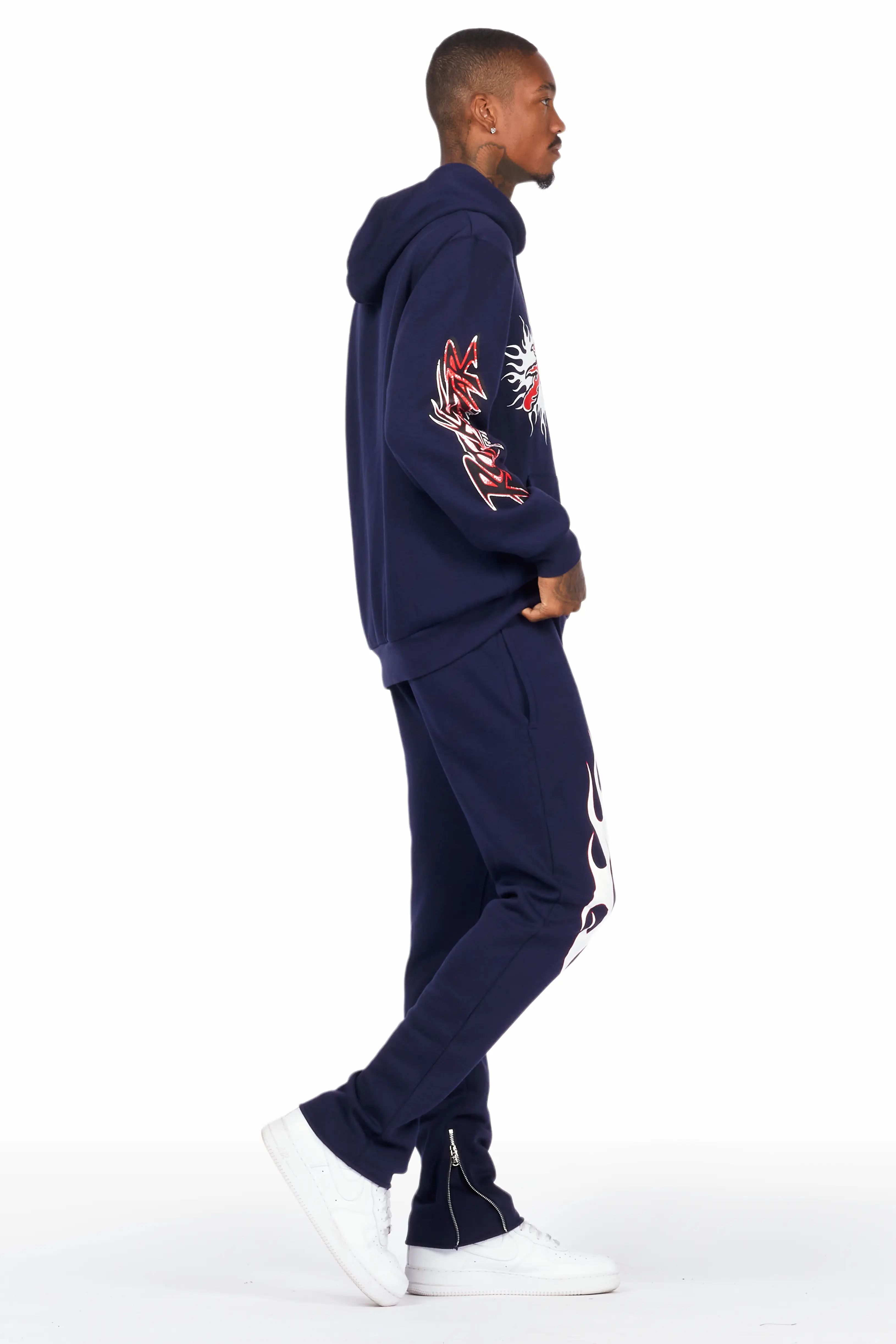 Tidus Navy Slim Fit Track Set - Image 3