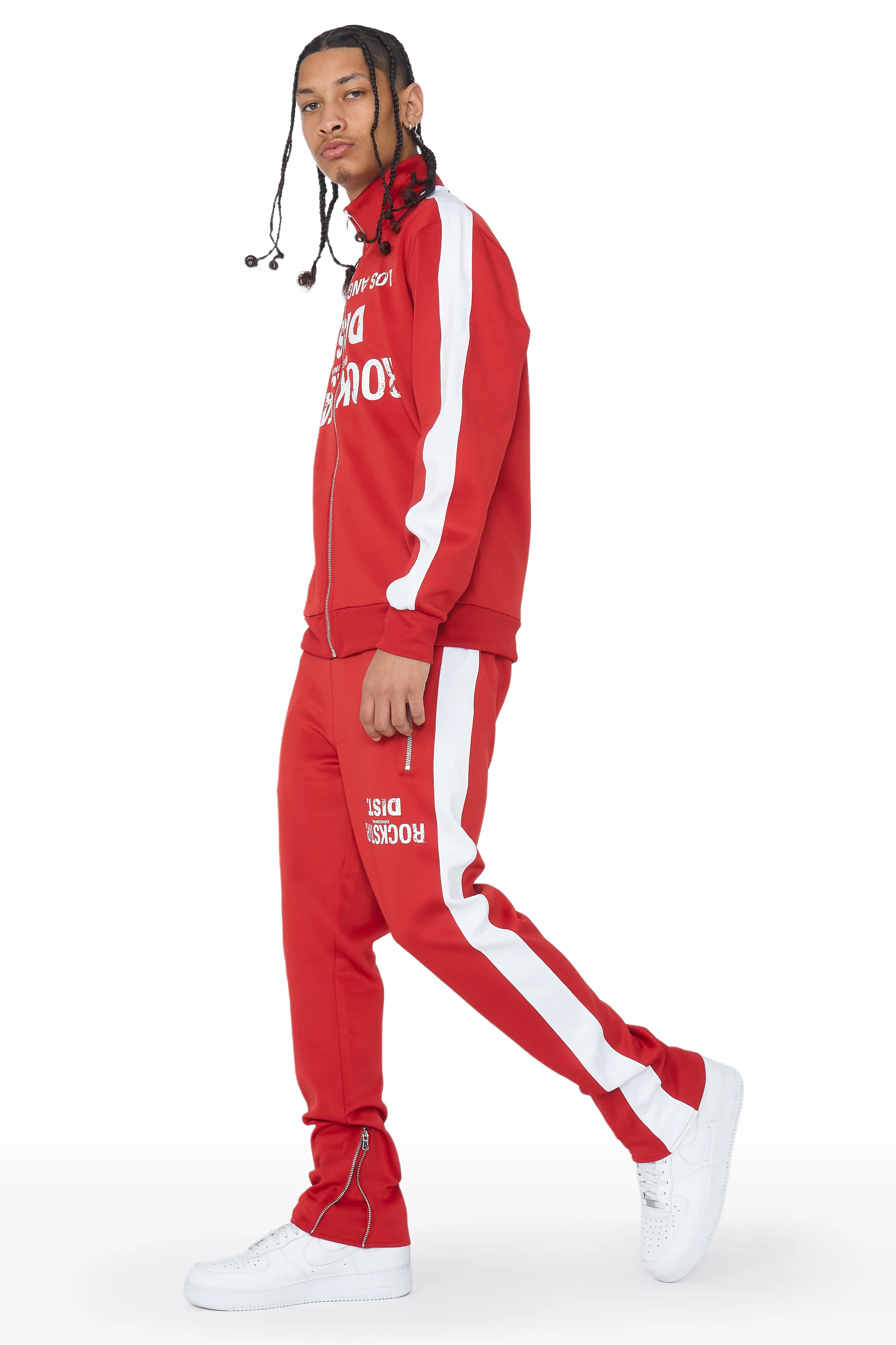 Dist. Town Red Tricot Slim Fit Track Set - Image 4