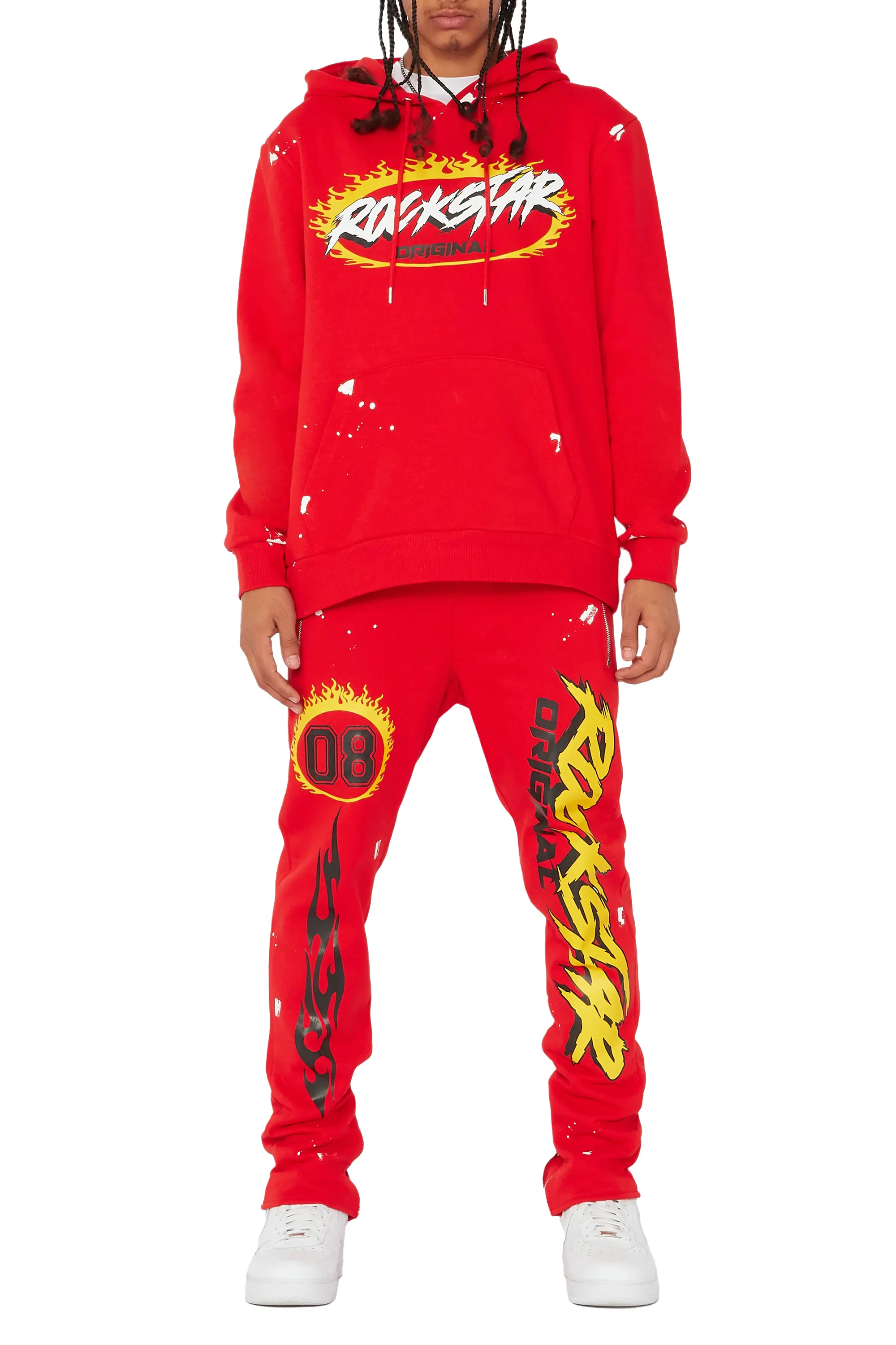 Ajani Red Slim Fit Track Set - Image 5