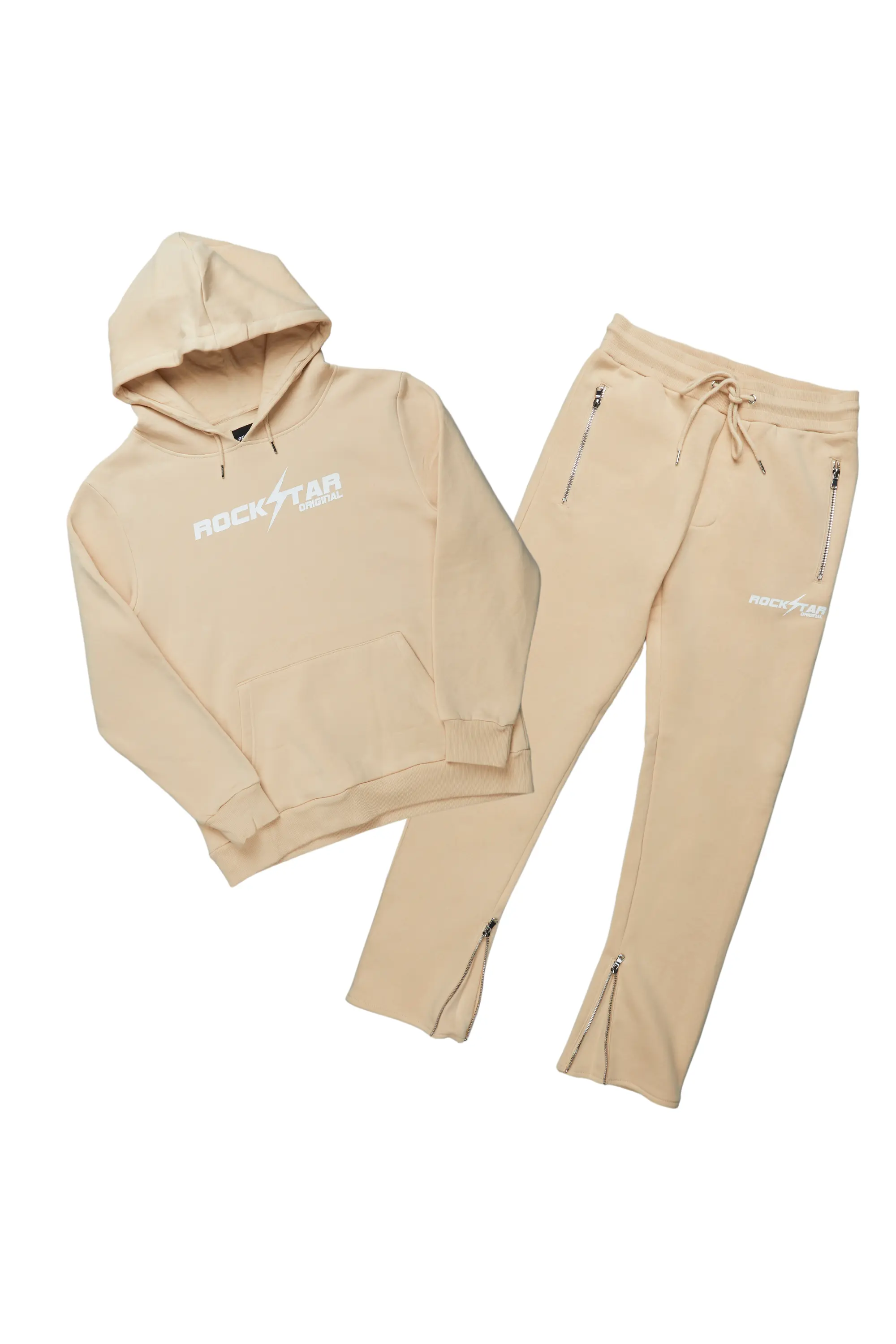 Rory Beige Hoodie Slim Fit Track Set - Image 2