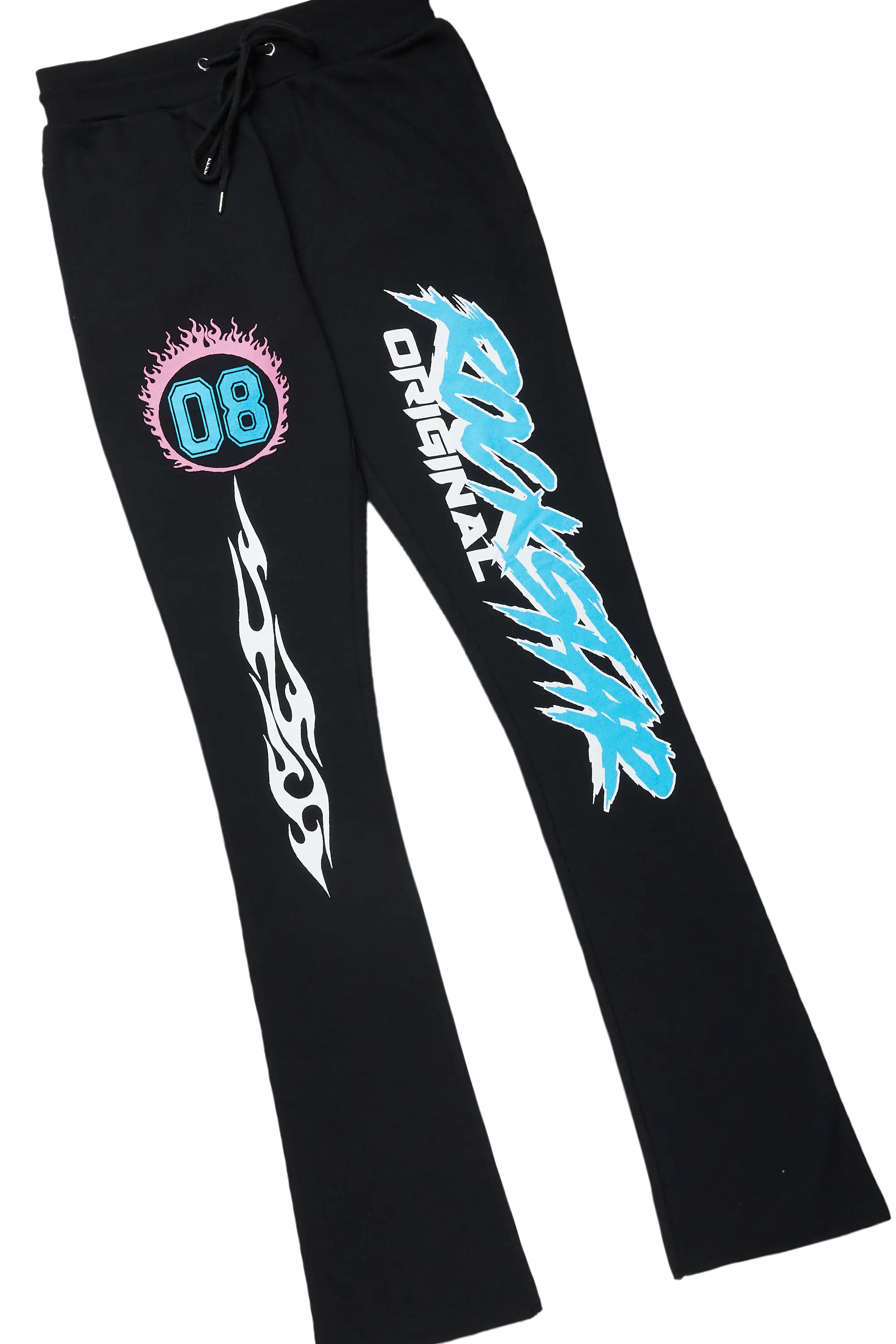 Draven Black Hoodie/Stacked Flare Track Pant Set - Image 8