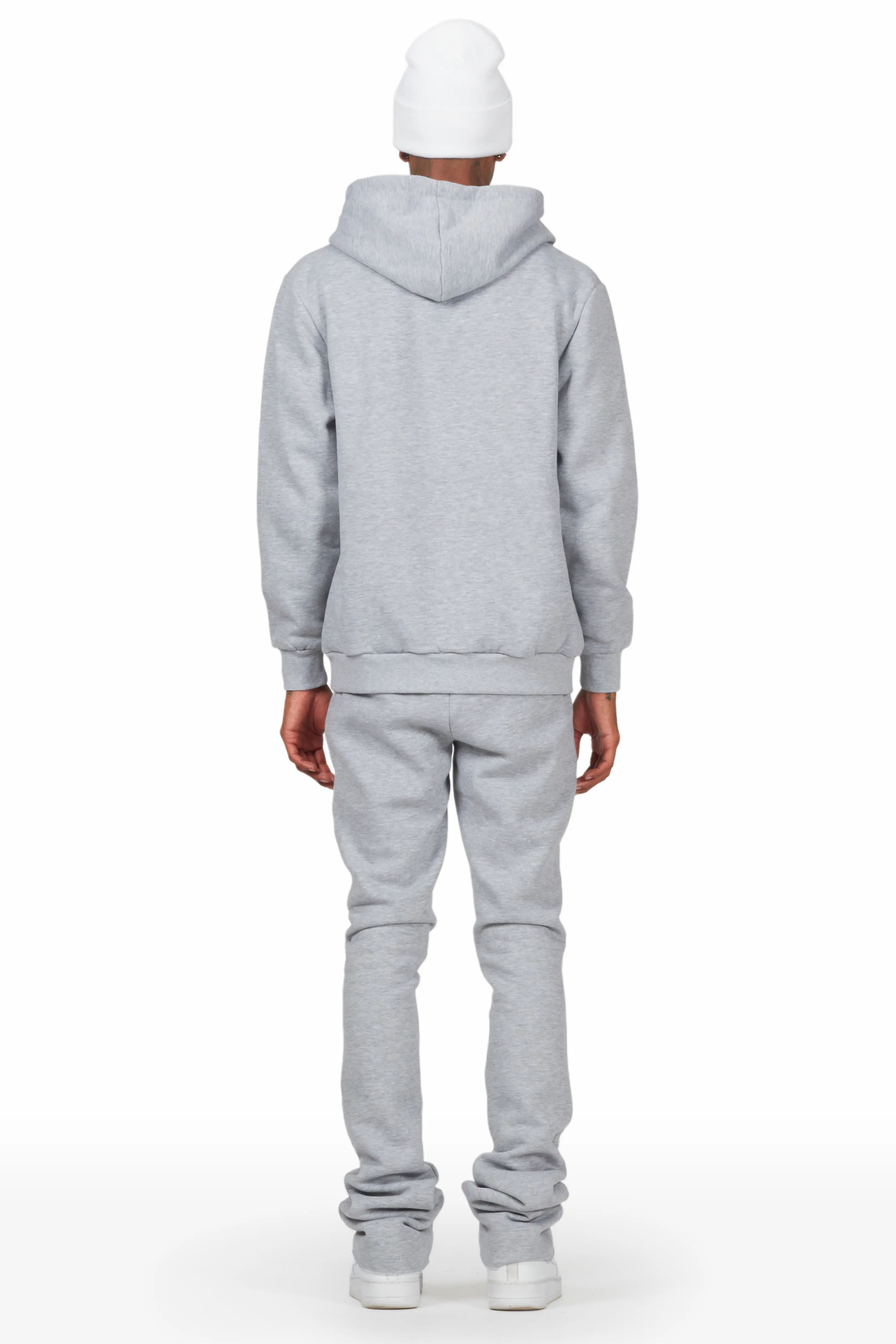 Draven Heather Grey Hoodie/Stacked Flare Track Pant Set - Image 4